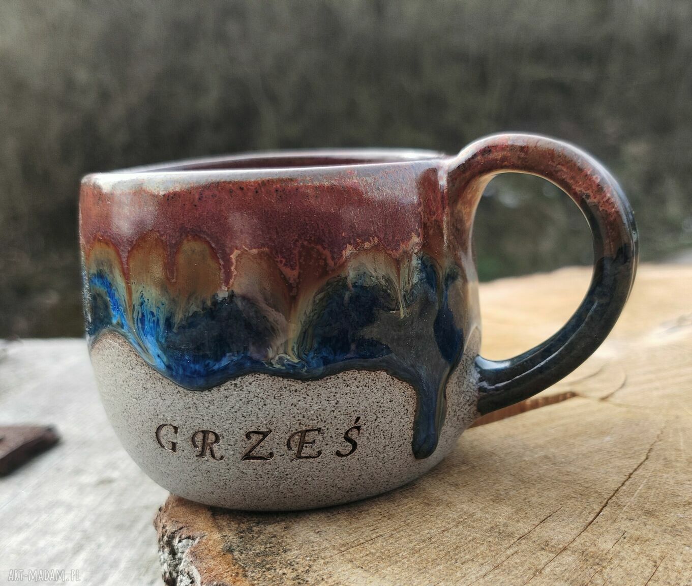 Ceramiczny kubek z imieniem Grześ - kamionka 340 ml (Shiraja)