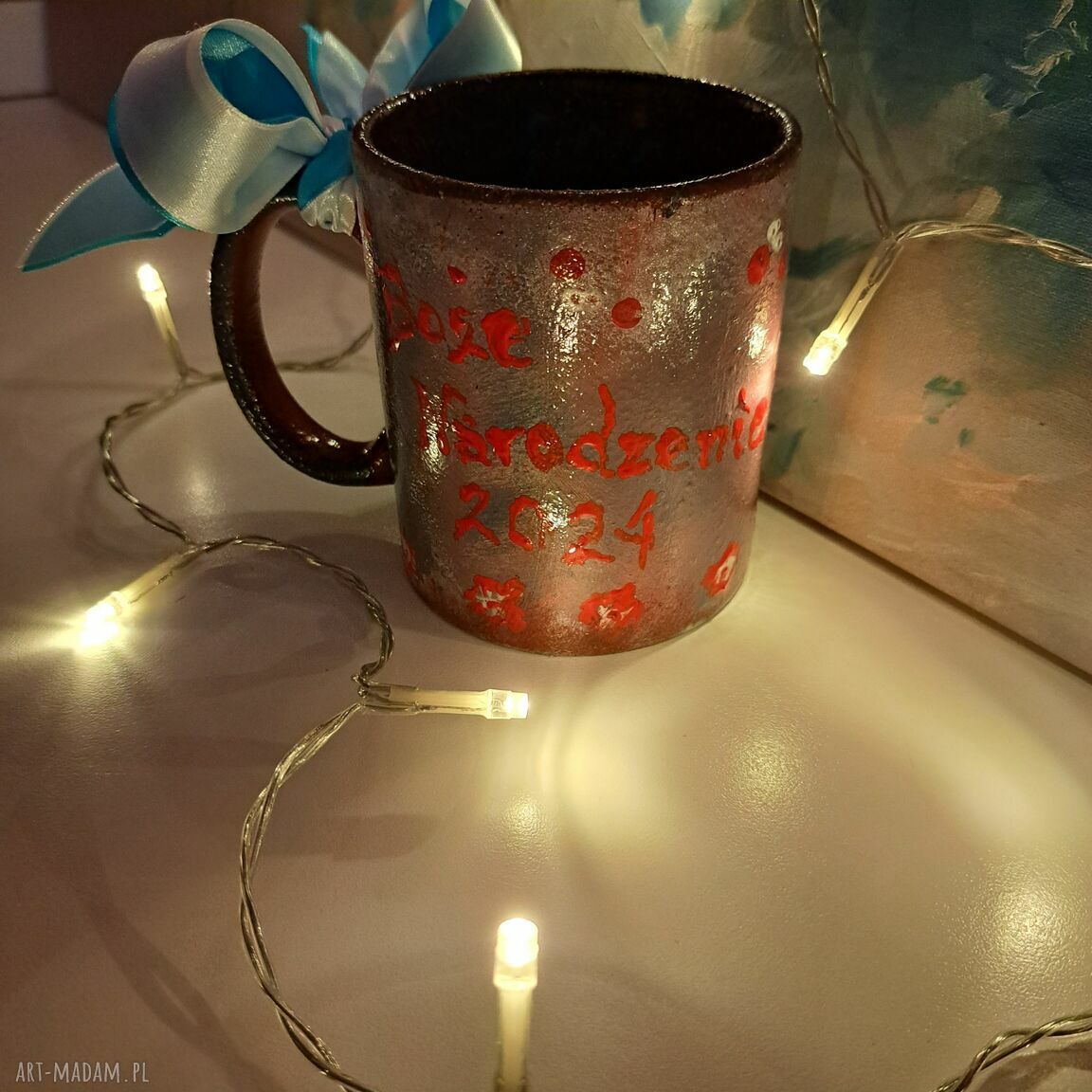 Ceramiczny kubek dekoracyjny na Mikołajki - Ilolawo handmade