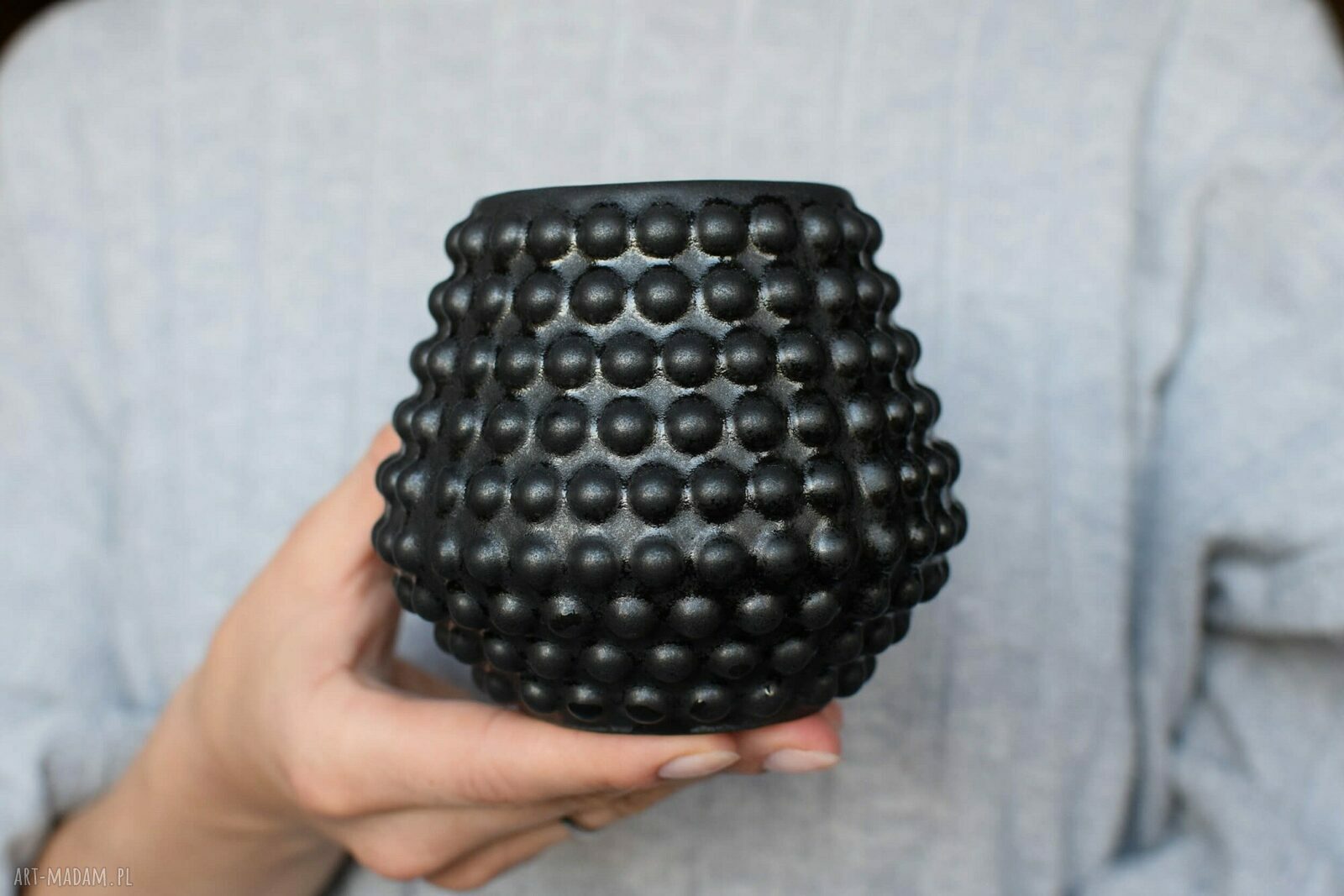 Kubek Ceramiczny Bąbelki Czarny Mat 350ml