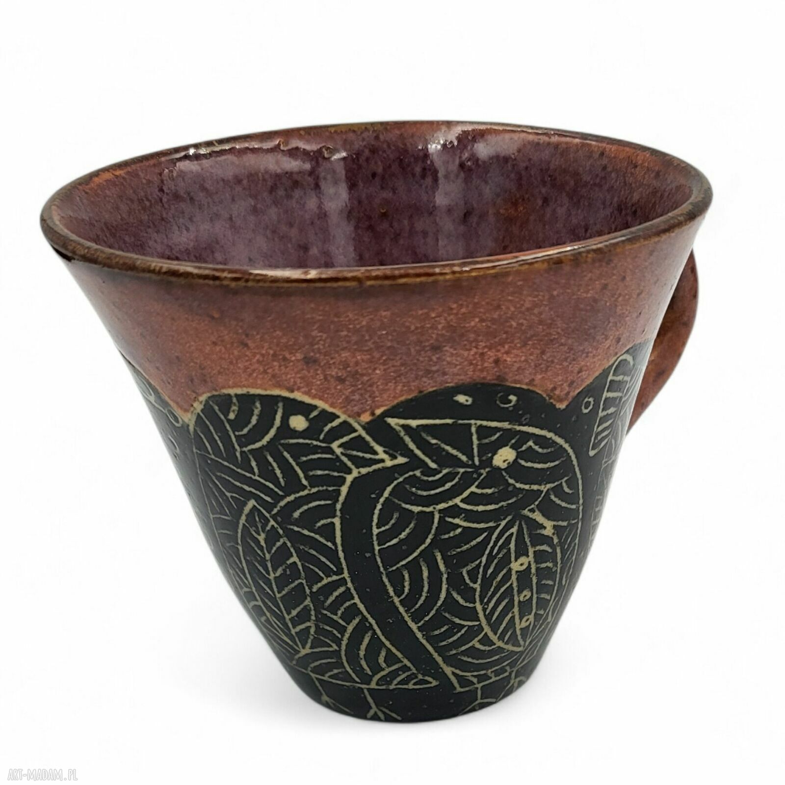 Ceramiczny kubek PTASZKI - ręcznie dekorowana filiżanka na herbatę 250 ml