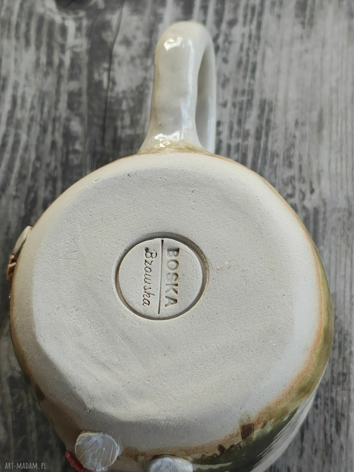 Kubek ceramiczny handmade z motywem lasu i grzybów