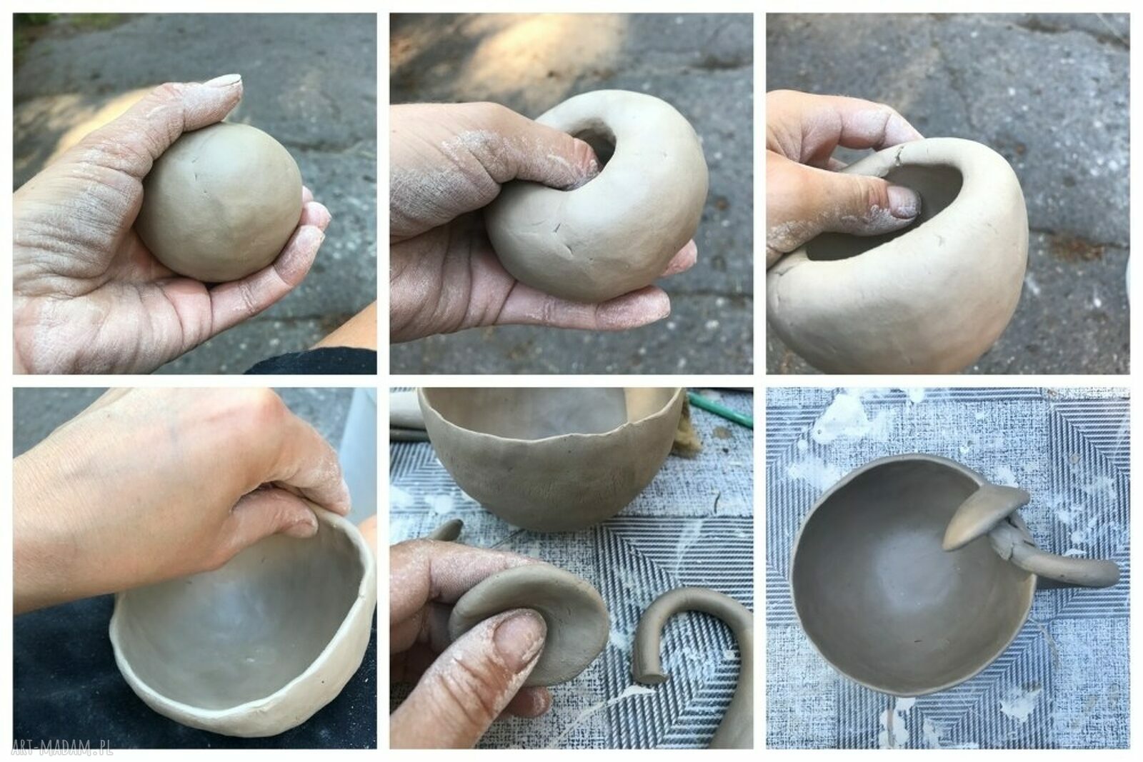 Kubek ceramiczny Grzyb - ręcznie lepiony z turkusowym szkliwem, 400 ml