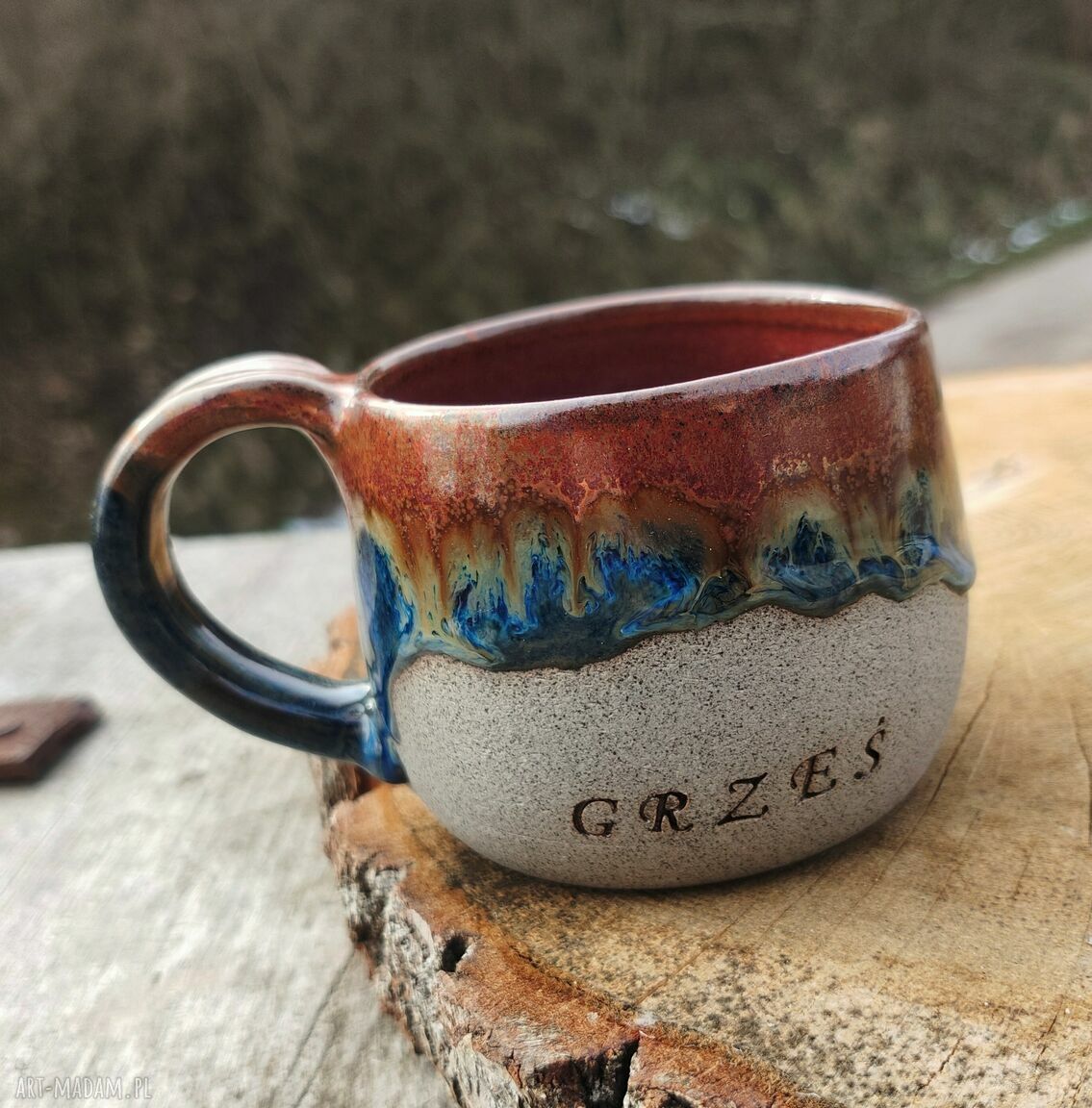 Ceramiczny kubek z imieniem Grześ - kamionka 340 ml (Shiraja)