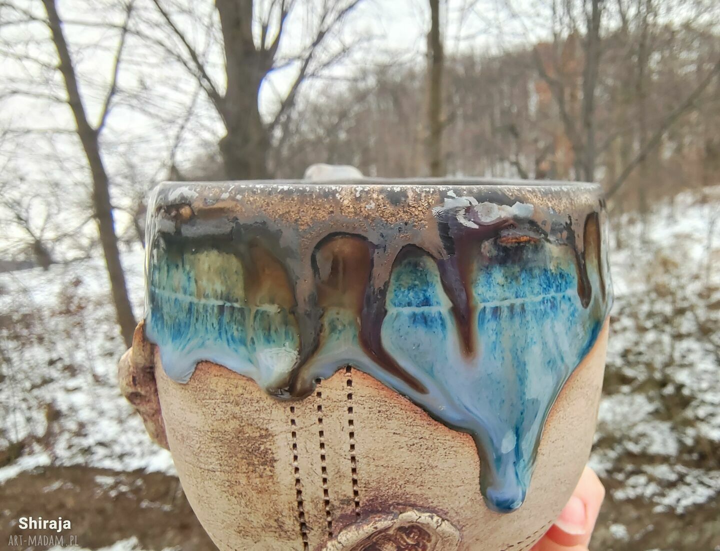 Ceramiczny kubek czaszka jelenia (c754) - ręcznie robiona kamionka ok. 360 ml