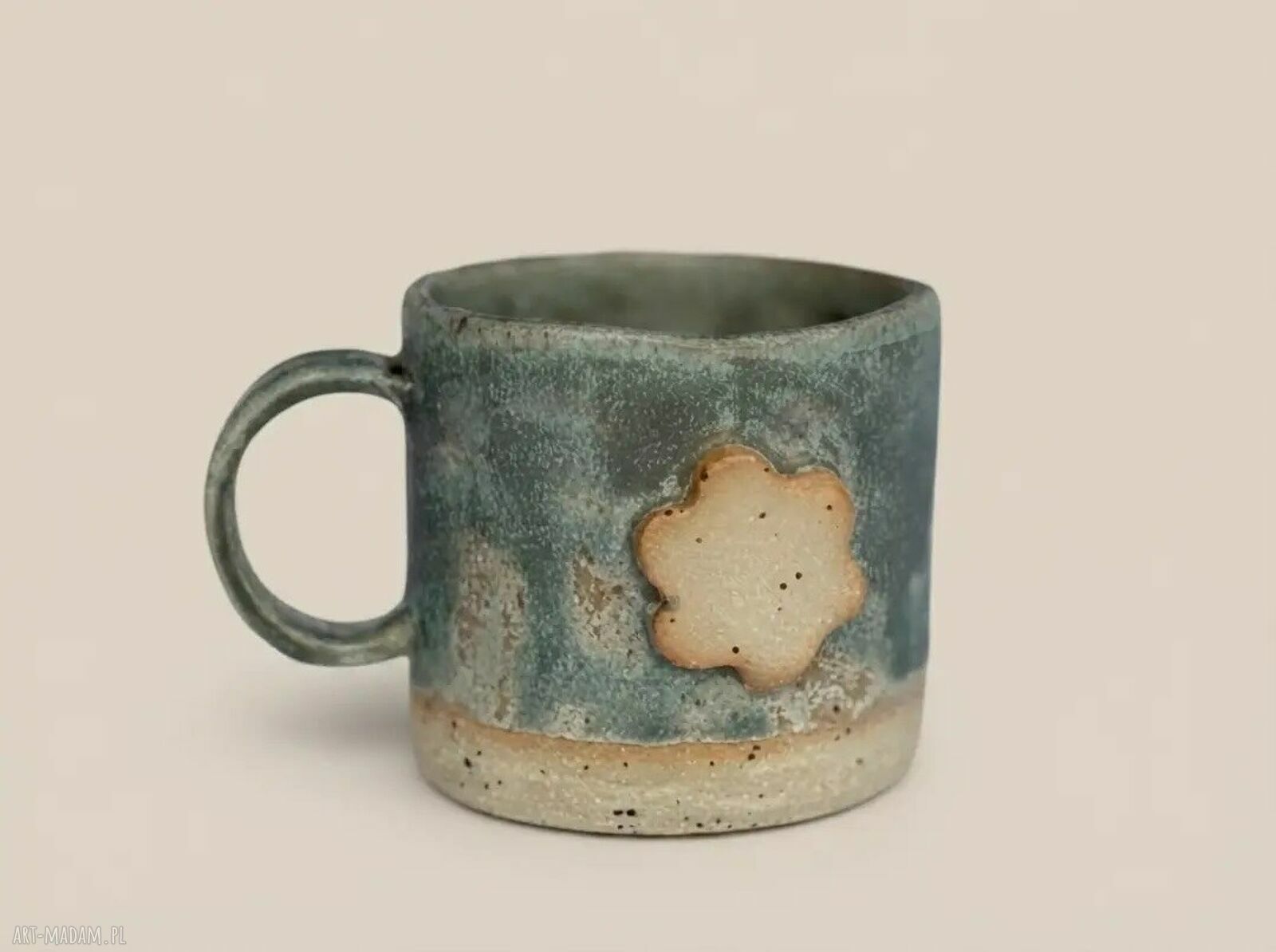 Kubek ceramiczny z podstawką, około 300 ml