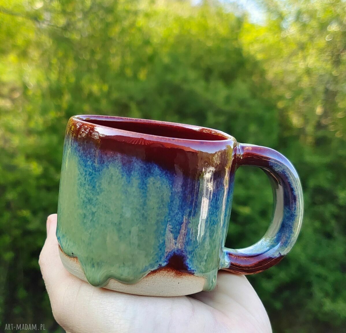 Kubek ceramiczny do espresso 160 ml - ręcznie wykonana filiżanka z kolorowymi szkliwami