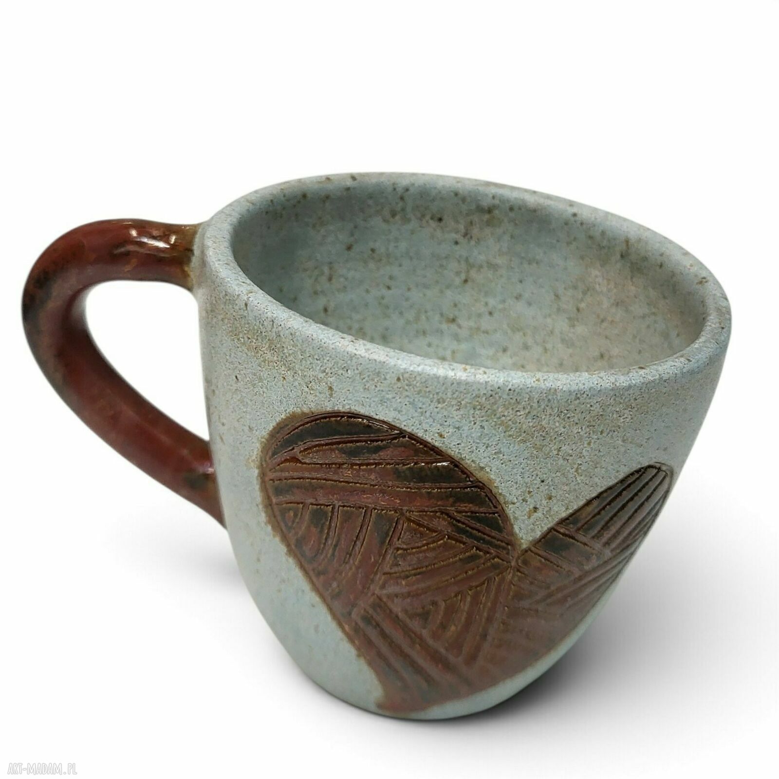 Ręcznie robiony ceramiczny kubek 250 ml w odcieniach błękitu i miedzi