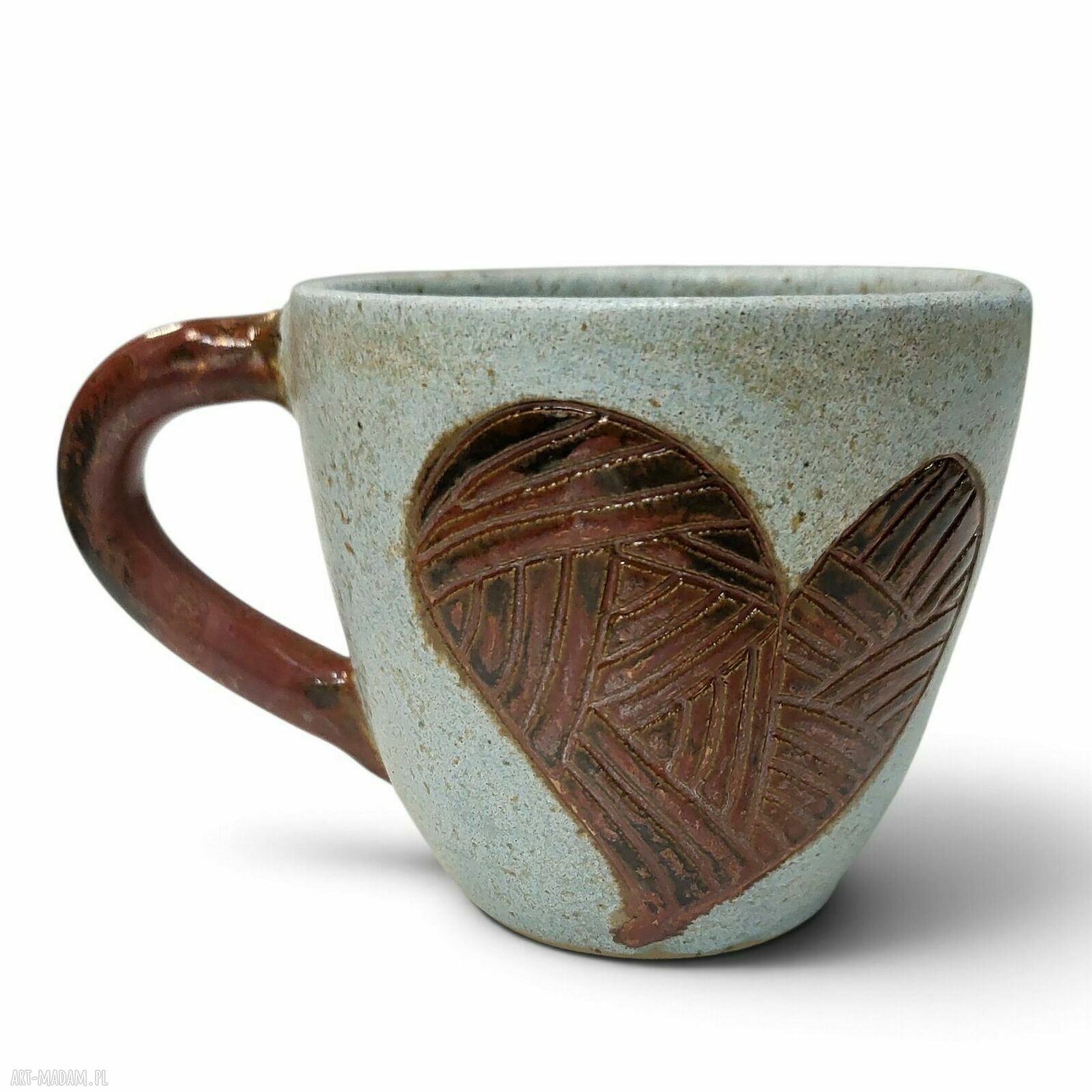 Ręcznie robiony ceramiczny kubek 250 ml w odcieniach błękitu i miedzi