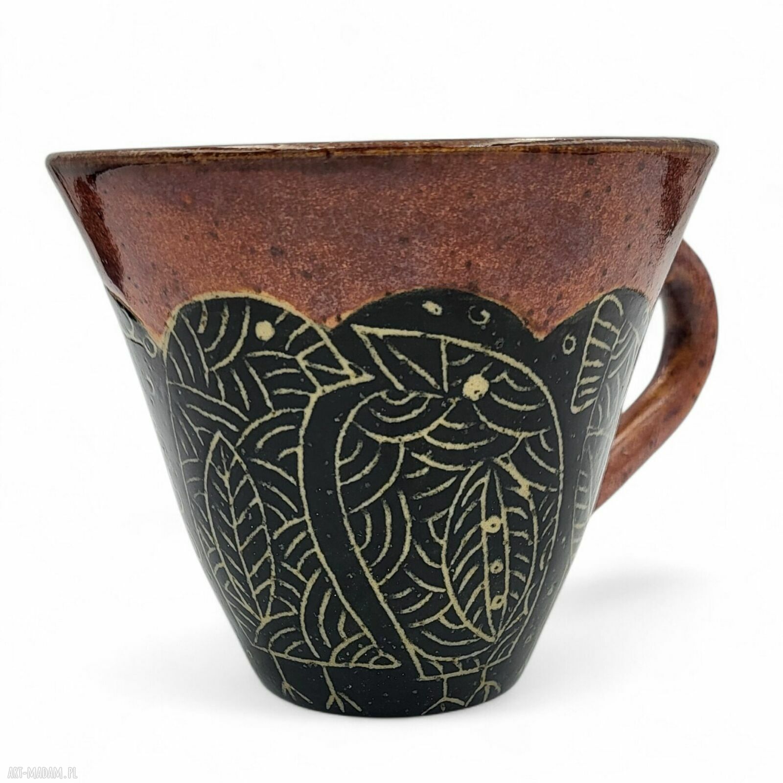 Ceramiczny kubek PTASZKI - ręcznie dekorowana filiżanka na herbatę (250 ml)