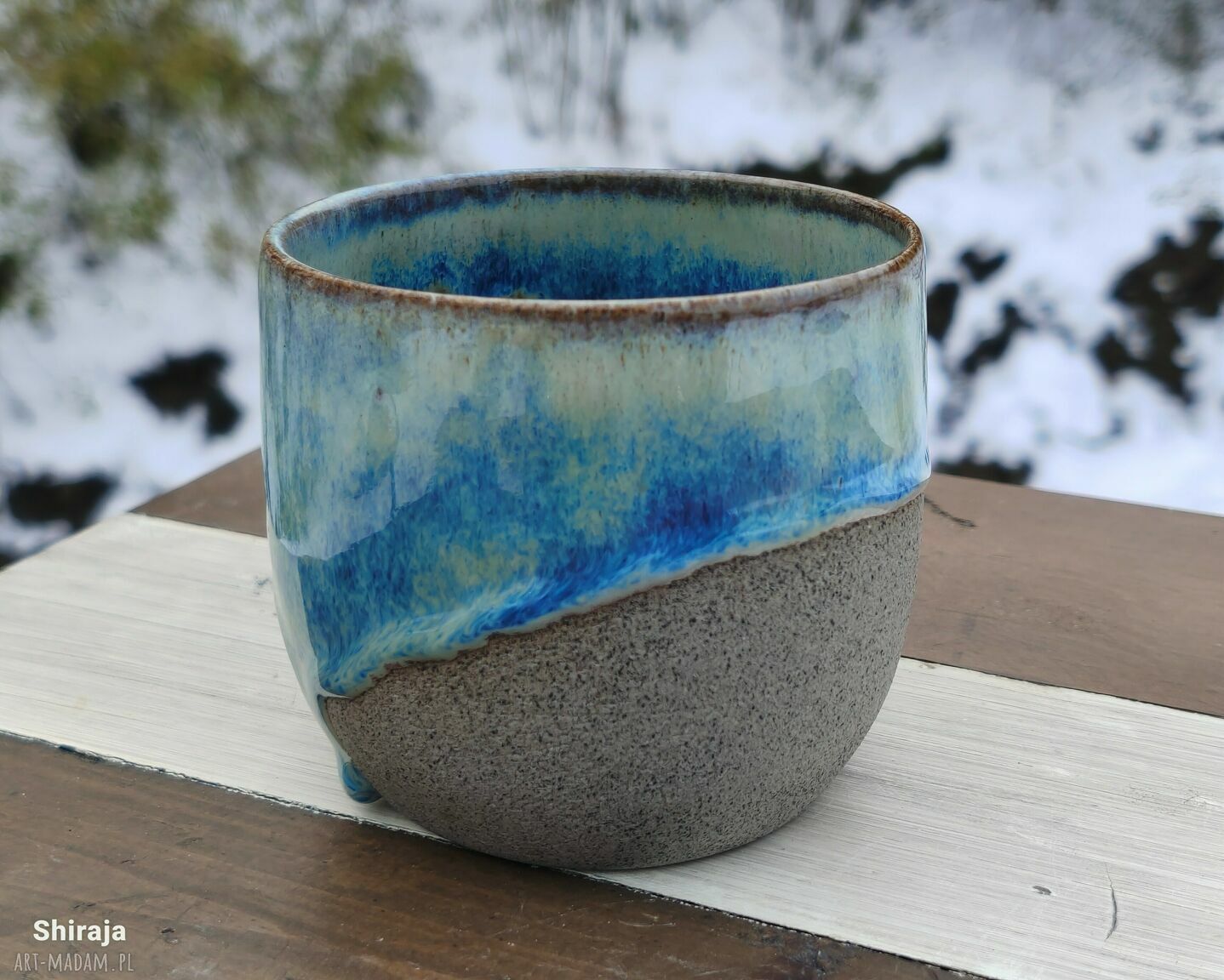 Ceramiczny kubek - czarka Shiraja (c753) z szarej gliny, 360 ml