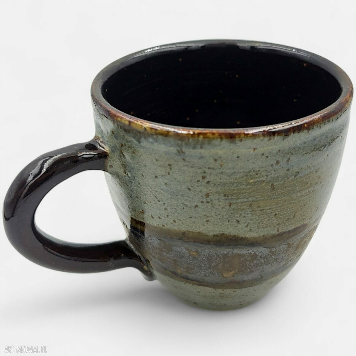 Ceramiczny kubek na kawę i herbatę - rękodzieło z niebiesko-miedzianym szkliwem