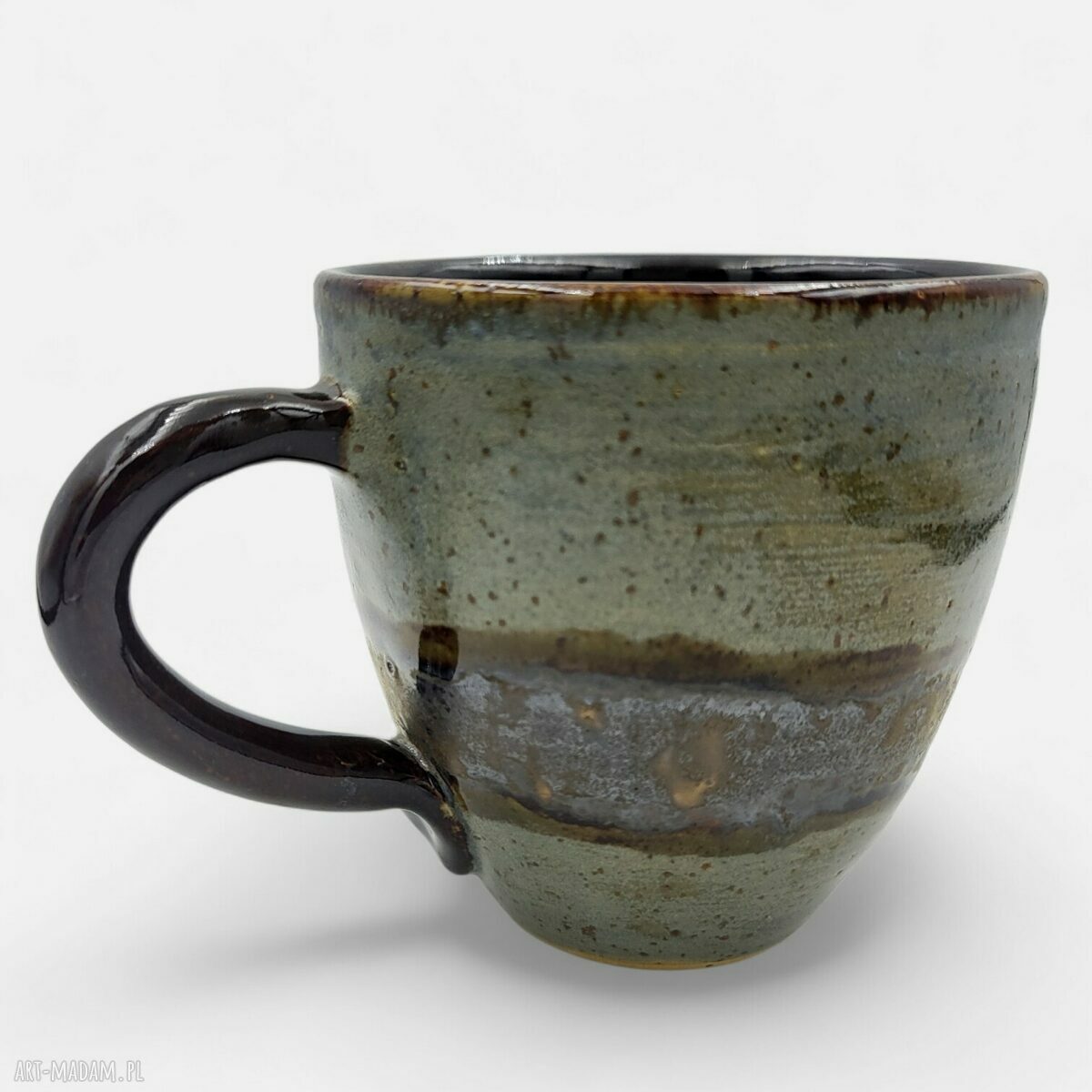 Ceramiczny kubek na kawę i herbatę - rękodzieło z niebiesko-miedzianym szkliwem