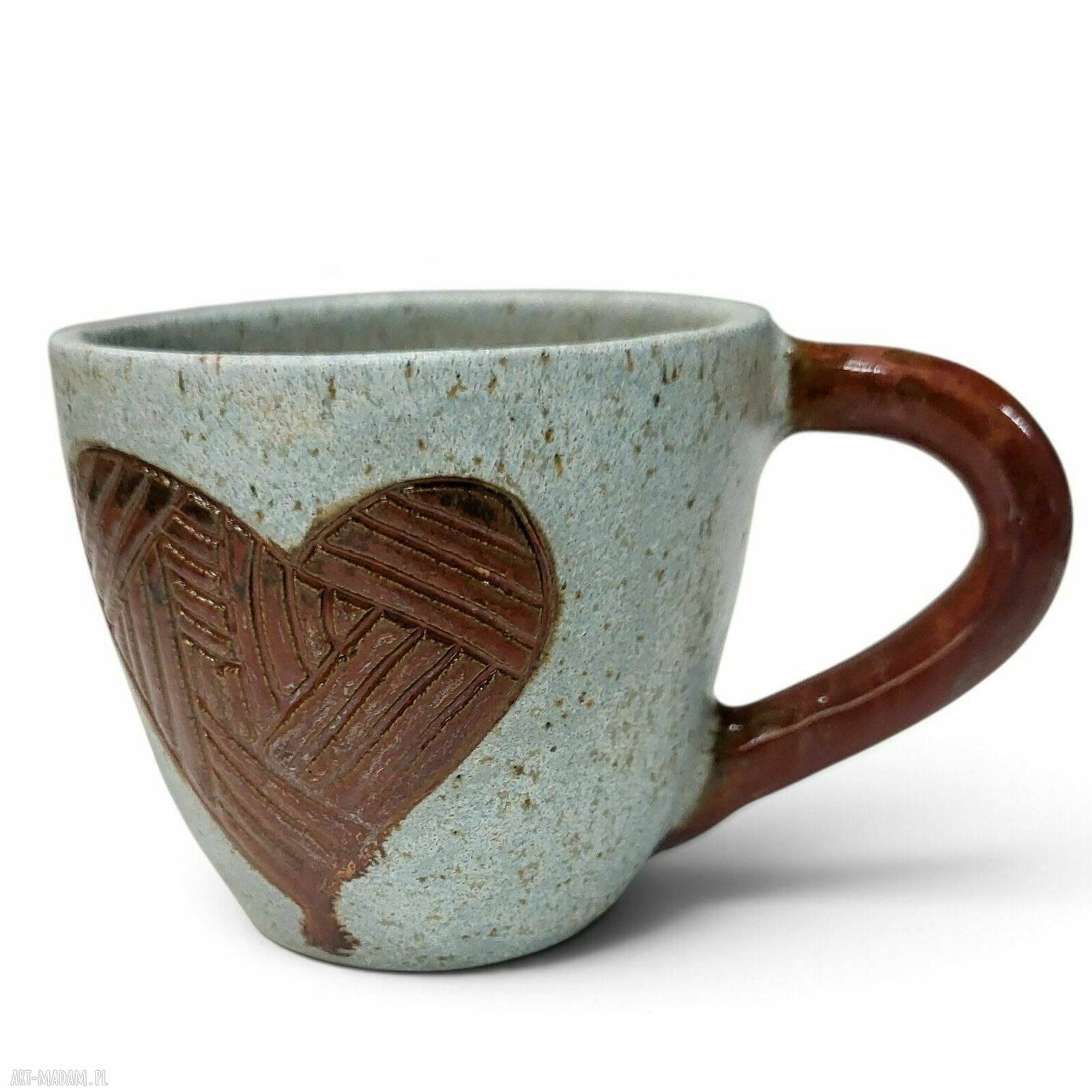 Ręcznie robiony ceramiczny kubek 250 ml w odcieniach błękitu i miedzi