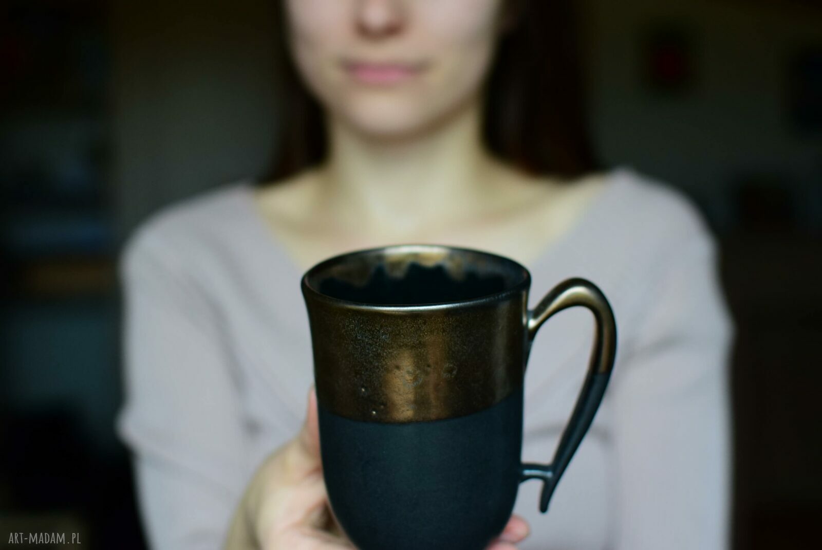 Kubek ceramiczny dla taty Czarno-Złoty 325 ml
