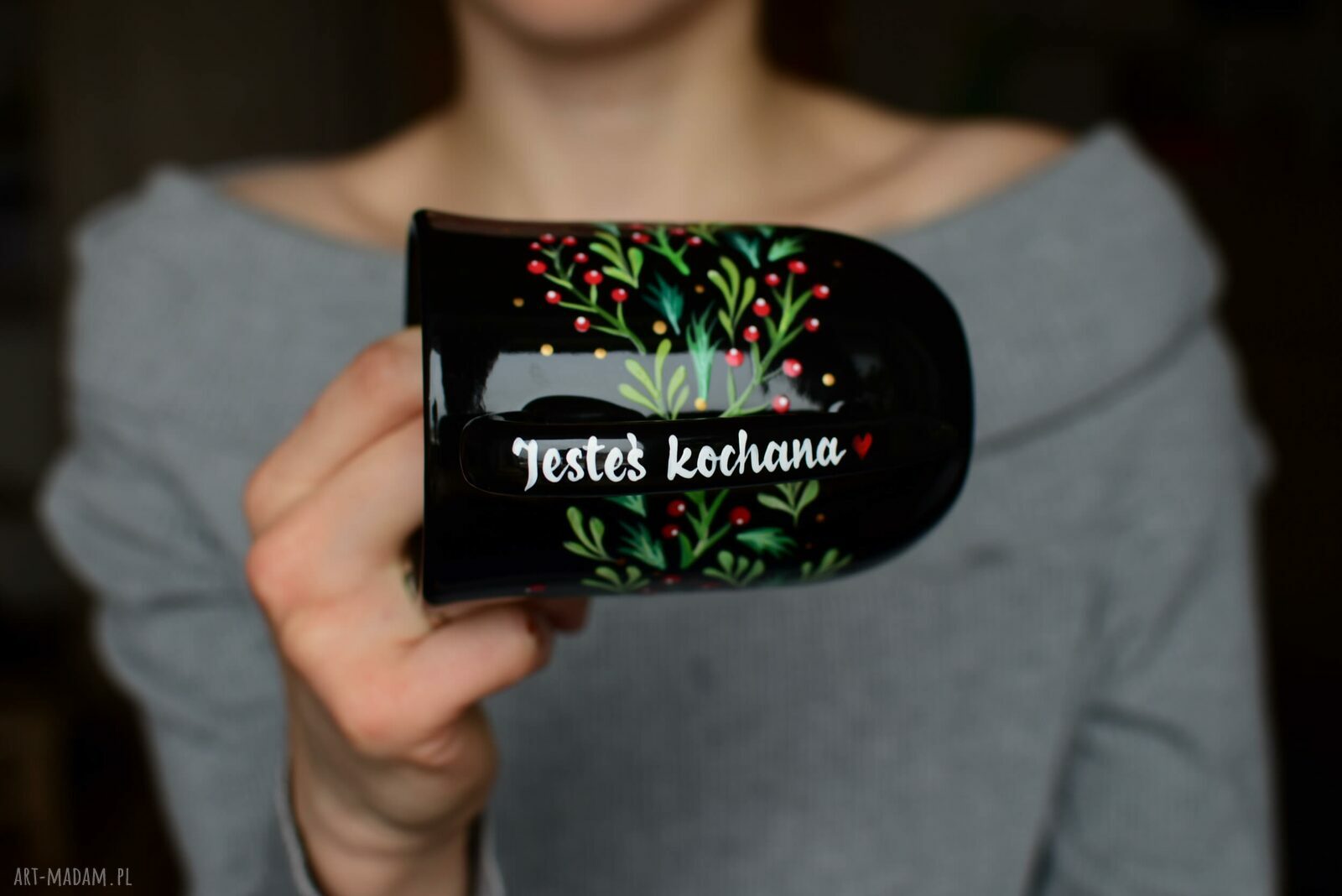 Kubek Ceramiczny Ręcznie Malowany Zimowy 300ml