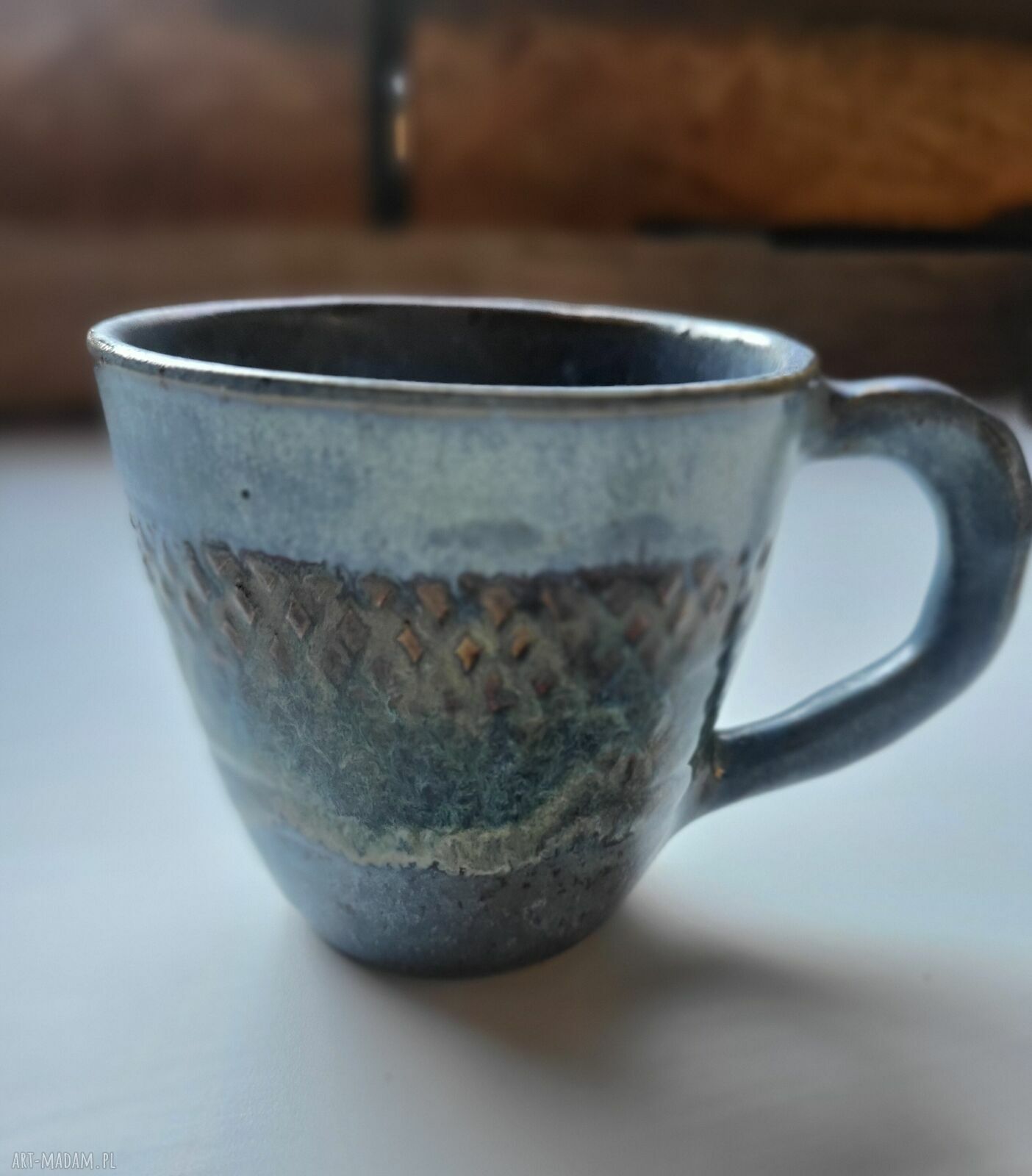 Artystyczny ceramiczny kubek na herbatę i kawę - 300 ml, ręcznie dopieszczany