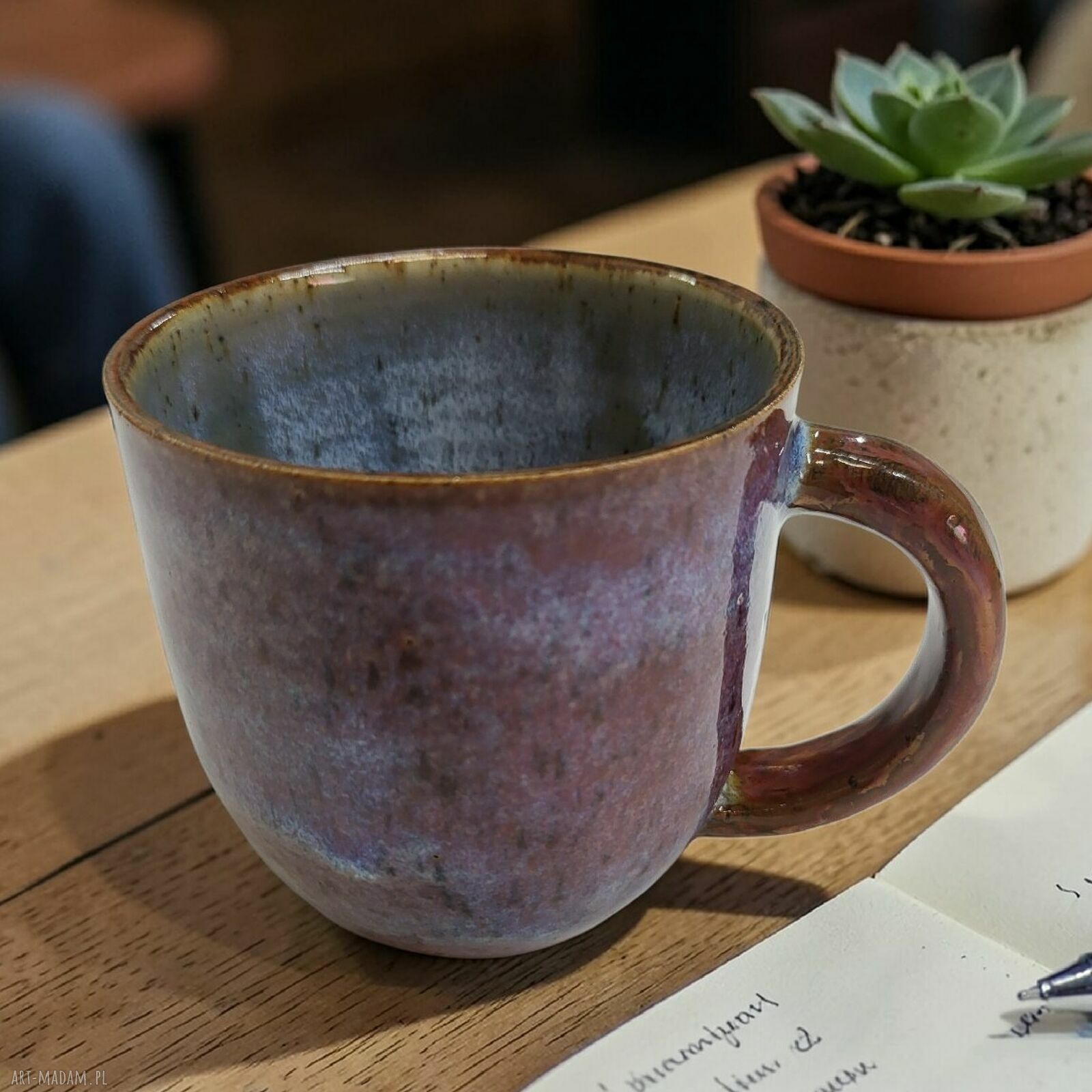Ceramiczny kubek na herbatę i kawę - handmade, szkliwiony