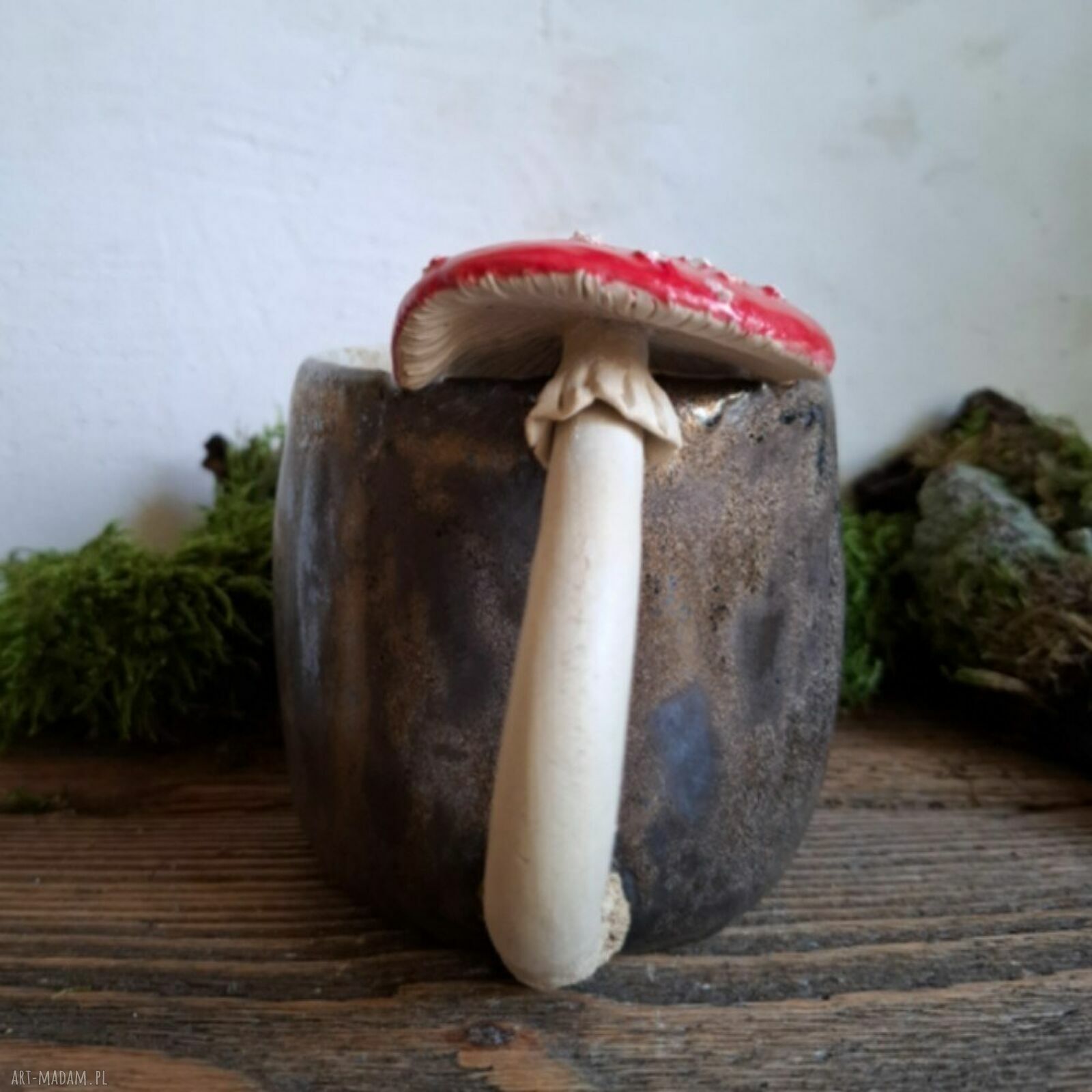 Kubek ceramiczny Muchomor czerwony - 350 ml, ręcznie lepiony
