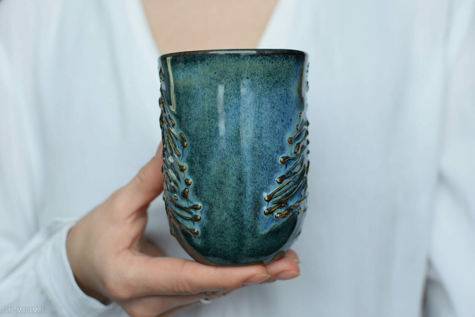 Kubek ceramiczny z choinką Morski 325 ml