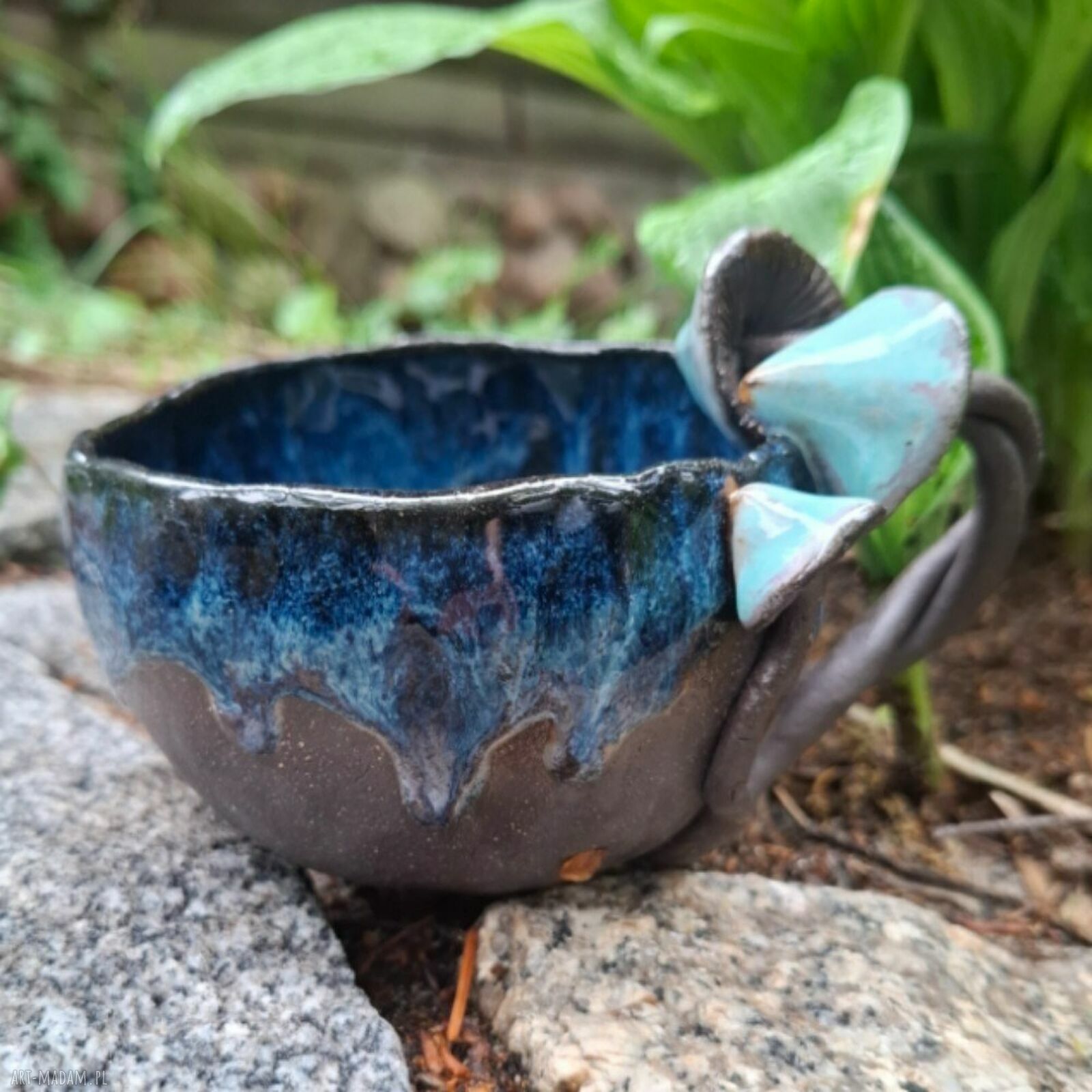 Kubek ceramiczny z grzybami dla grzybiarza - rękodzieło Smokfa