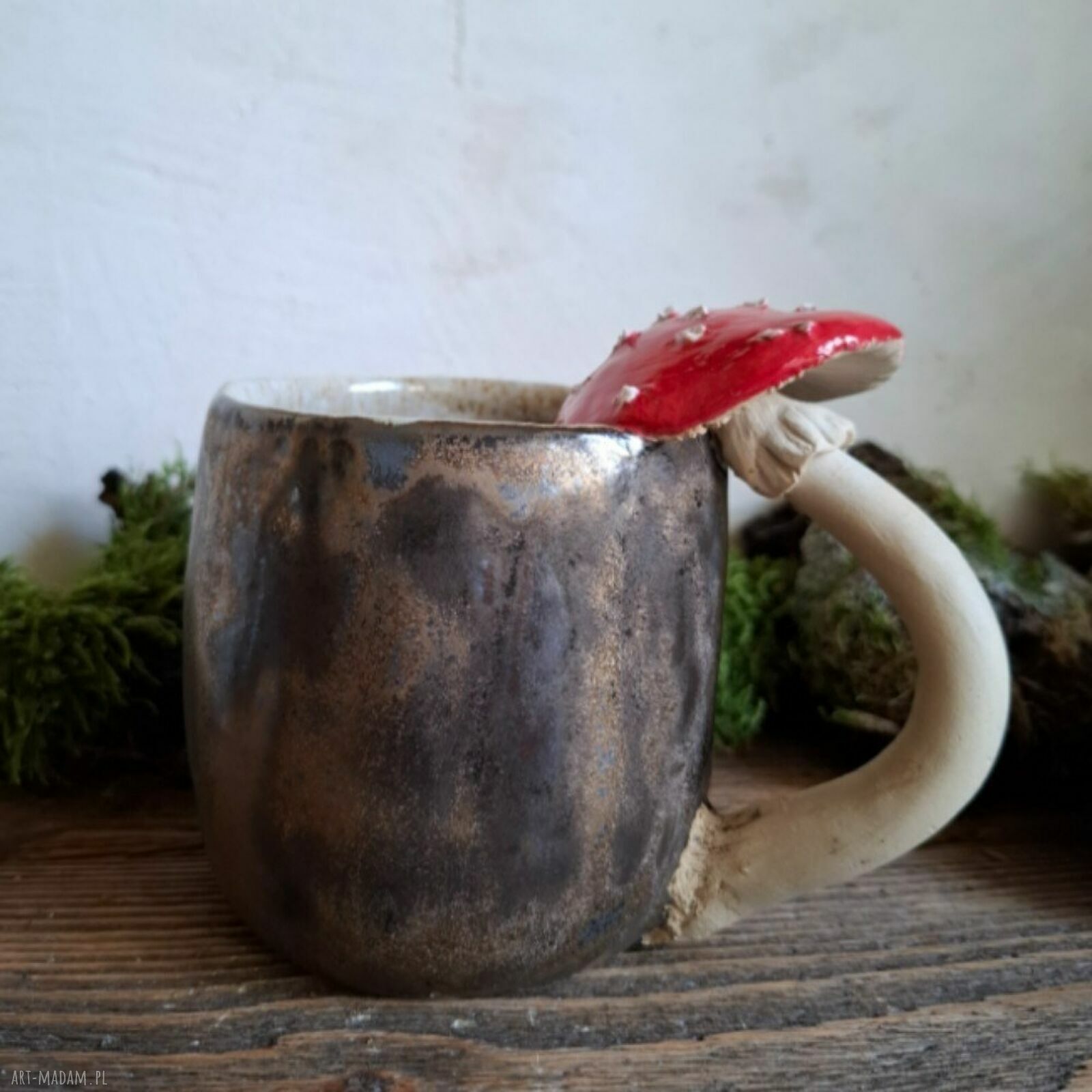 Kubek ceramiczny Muchomor czerwony - 350 ml, ręcznie lepiony