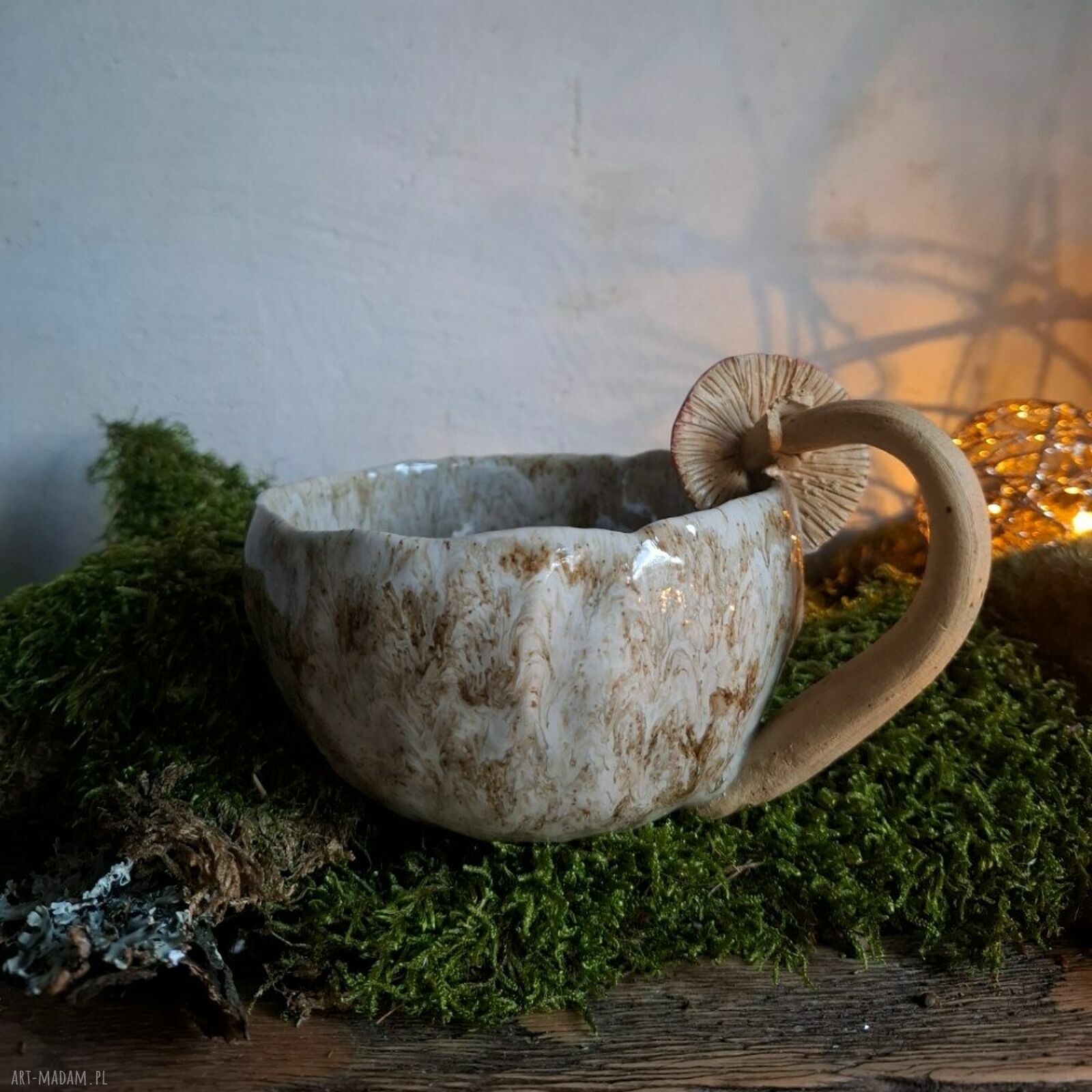 Kubek ceramiczny Muchomor - ręcznie robiony prezent dla grzybiarza (330 ml)