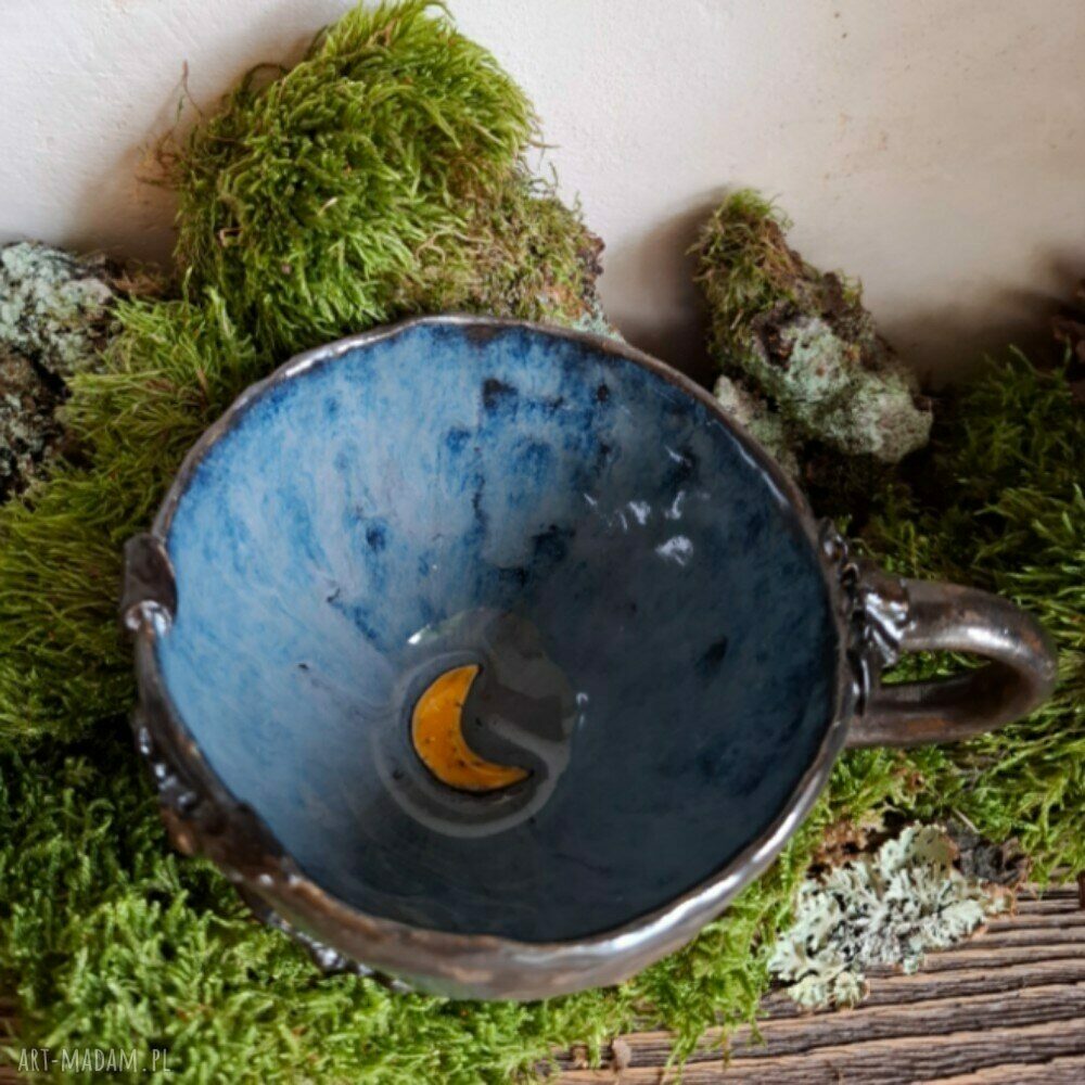 Kubek ceramiczny z nietoperzami i księżycem - Niebo nocą