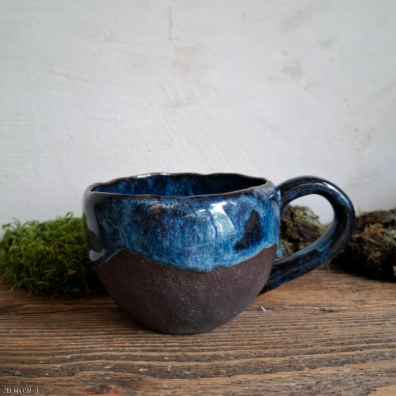 Kubek ceramiczny Żółw - ręcznie lepiony, morski prezent 290 ml