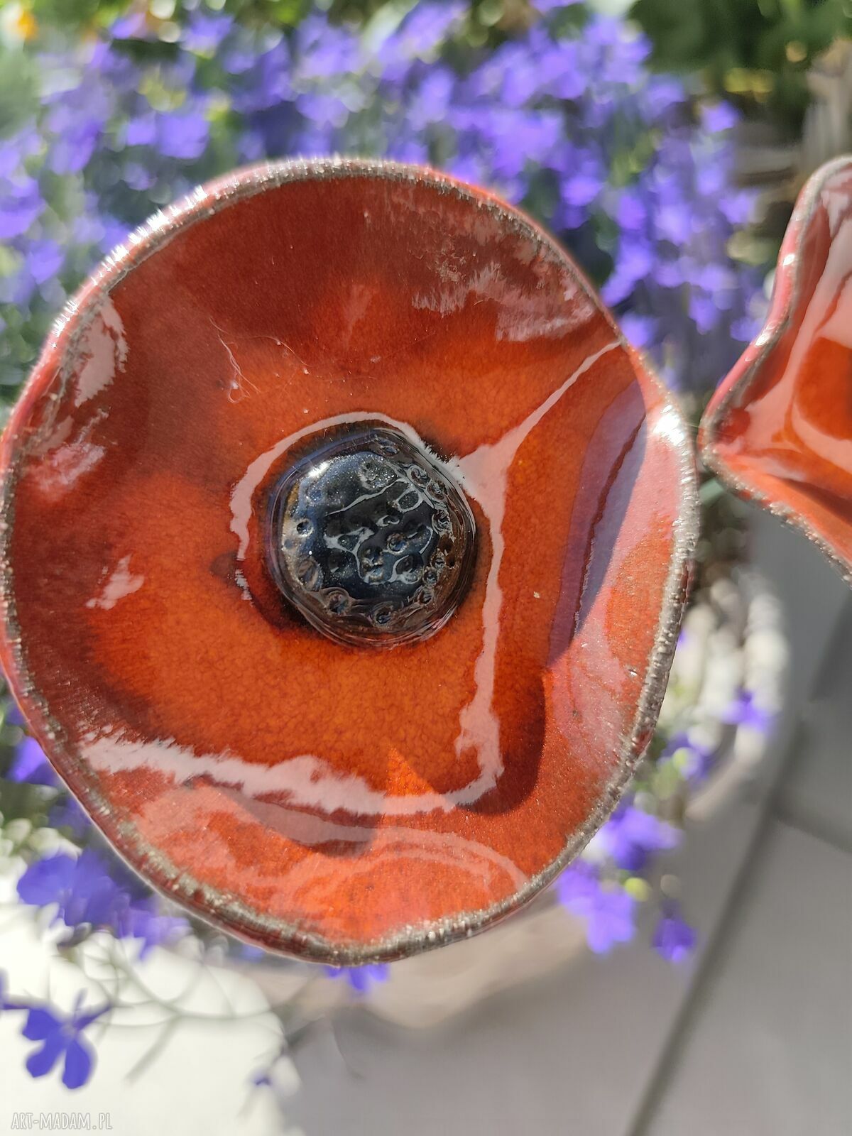 Kwiat ceramiczny mak na druciku - prezent dla mamy