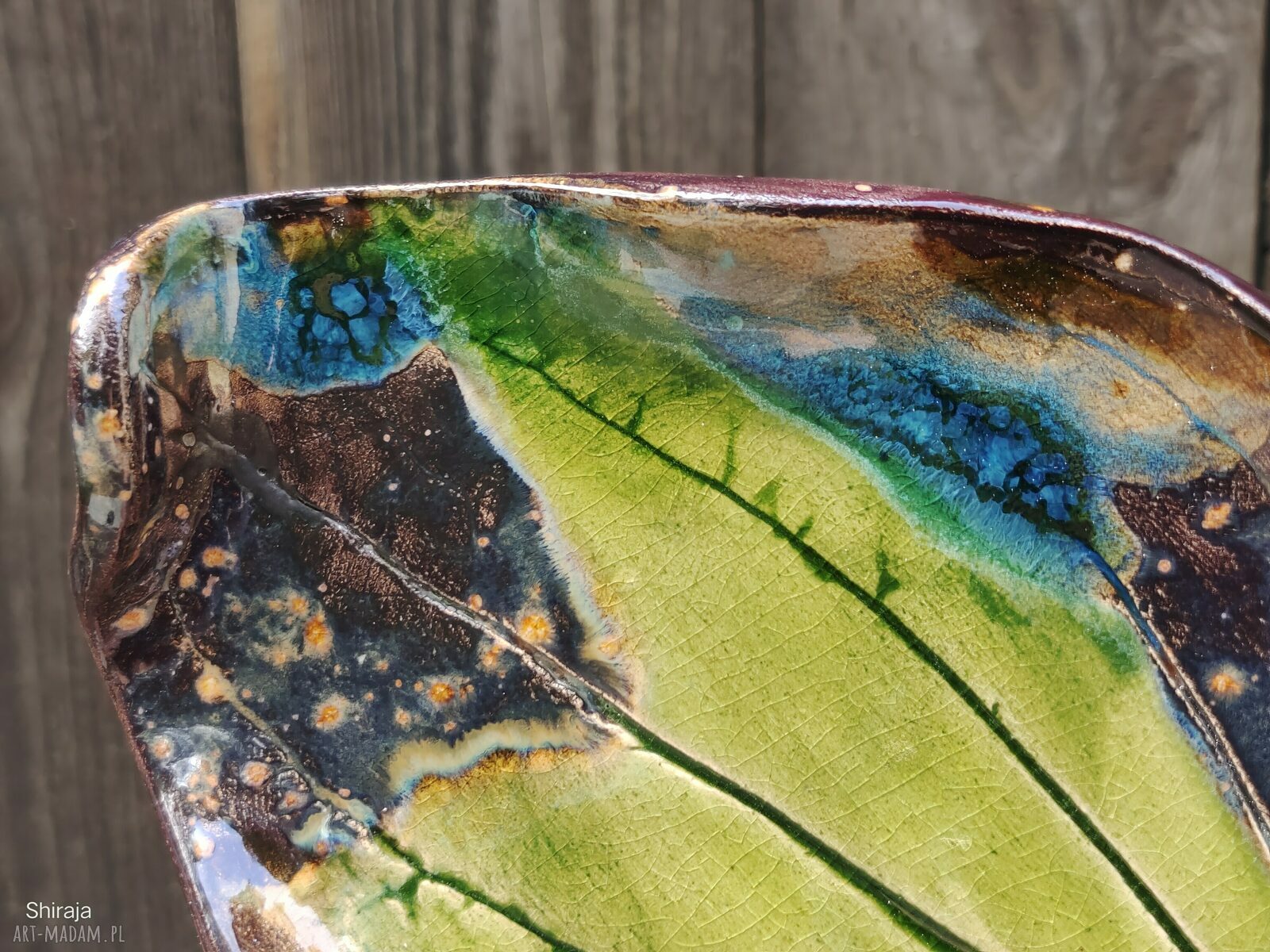 Ceramiczny liść - paterka z gliny, ręcznie robiona