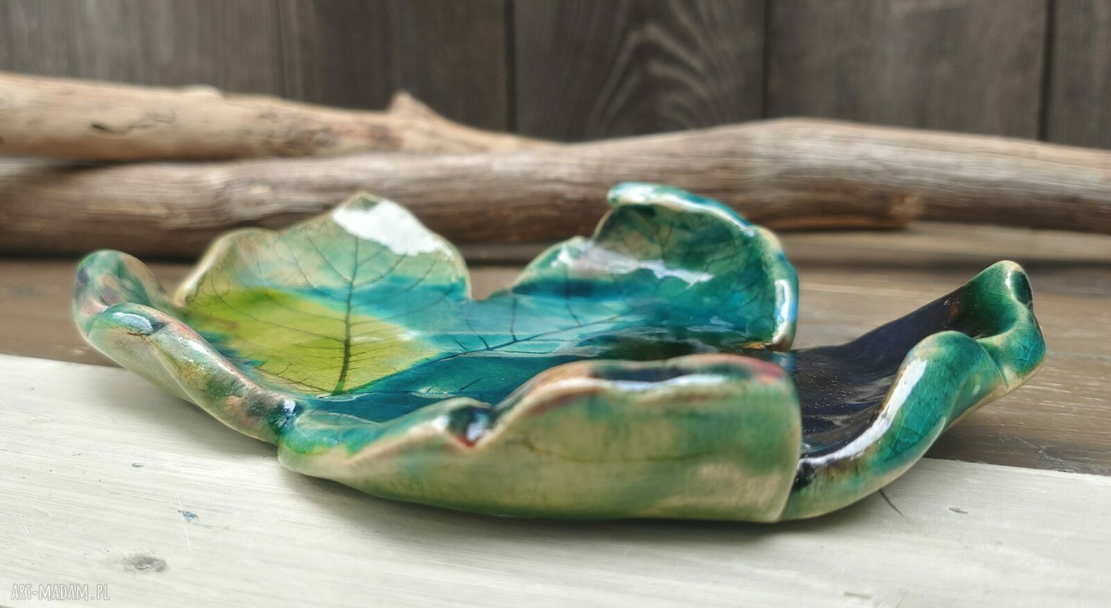 Ceramiczny liść klonu (c889) - podstawka na biżuterię i tealight
