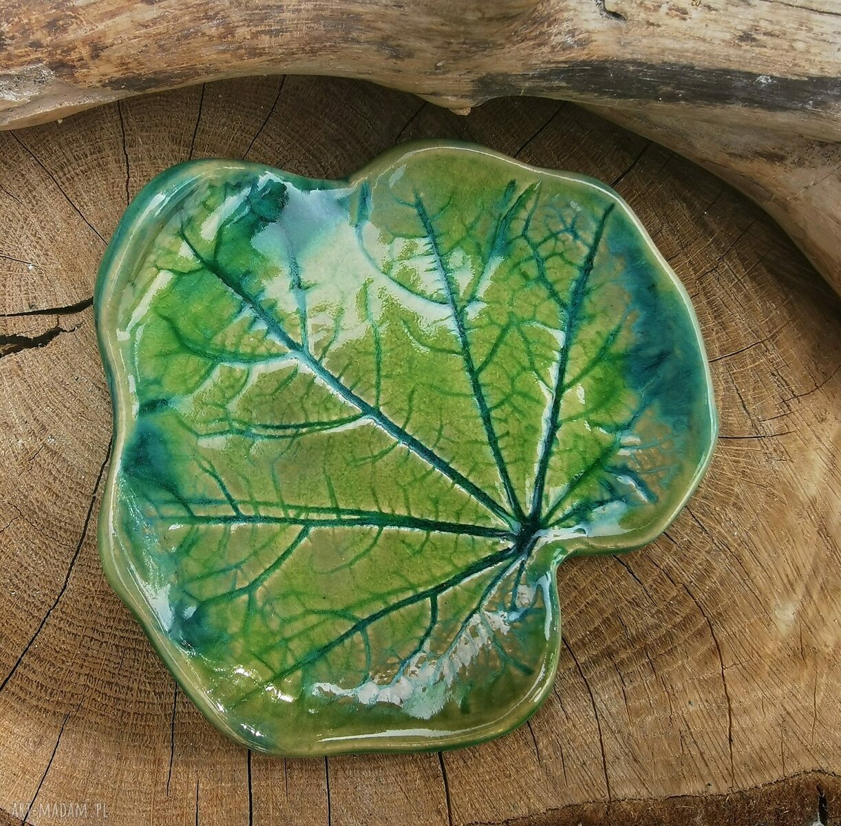 Ceramiczny liść - podstawka (c322) na biżuterię i tealight