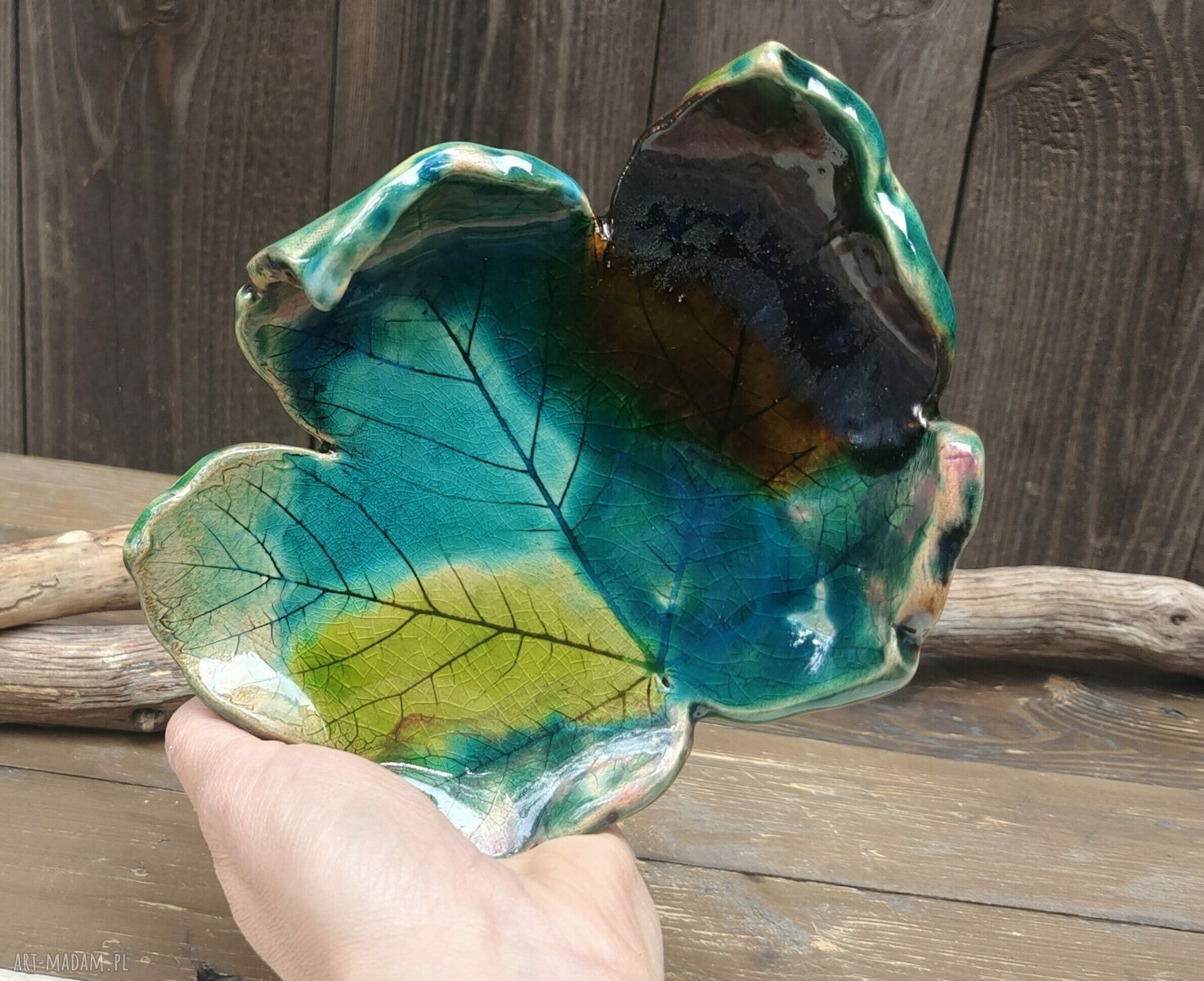 Ceramiczny liść klonu (c889) - podstawka na biżuterię i tealight