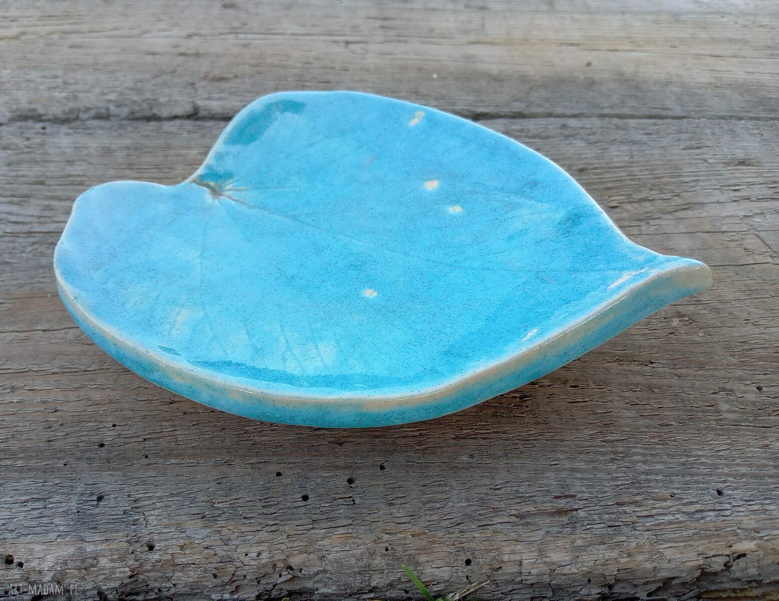 Ceramiczny liść - mydelniczka 12x13 cm (ręcznie robiony talerzyk)