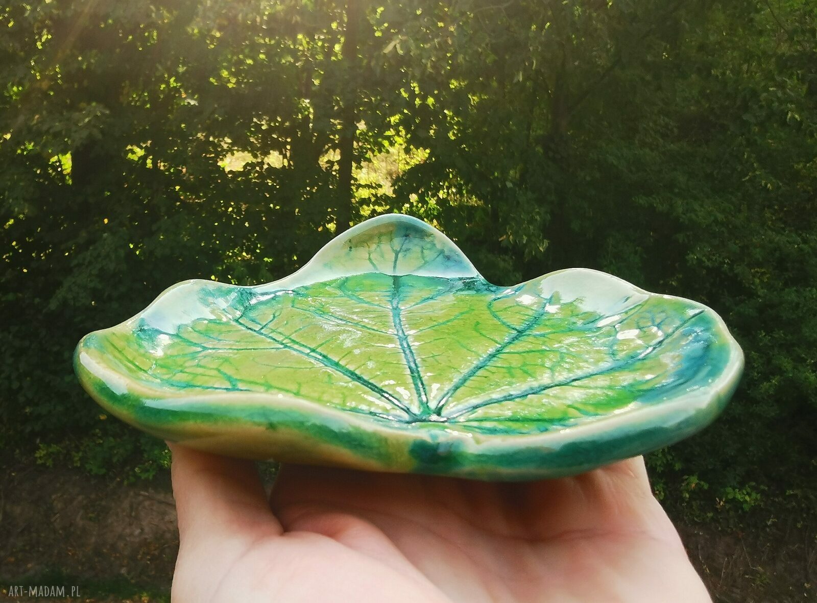 Ceramiczny liść - podstawka (c322) na biżuterię i tealight