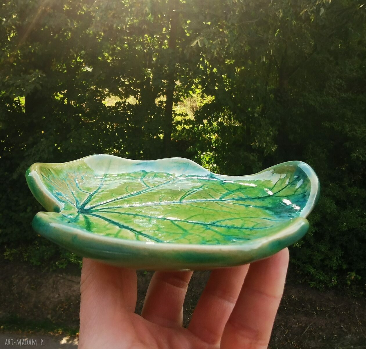 Ceramiczny liść - podstawka (c322) na biżuterię i tealight