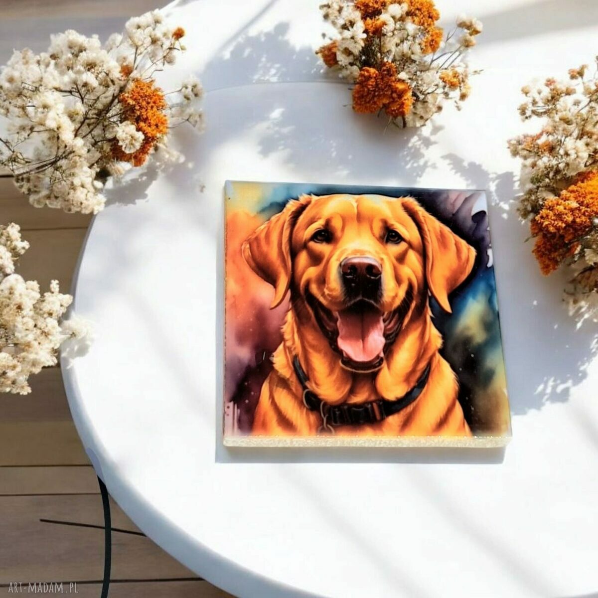 Ceramiczny magnes z Labrador Retriever 5x5 cm - ręcznie wykonany