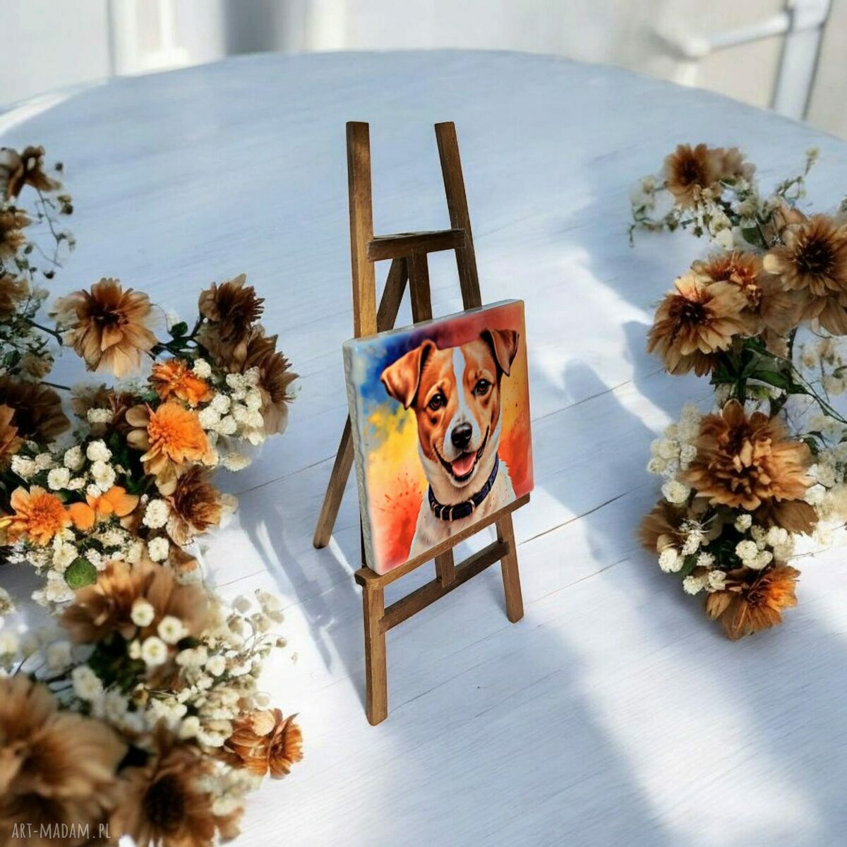 Ręcznie robiony ceramiczny magnes z Jack Russel Terrier - na lodówkę i tablicę