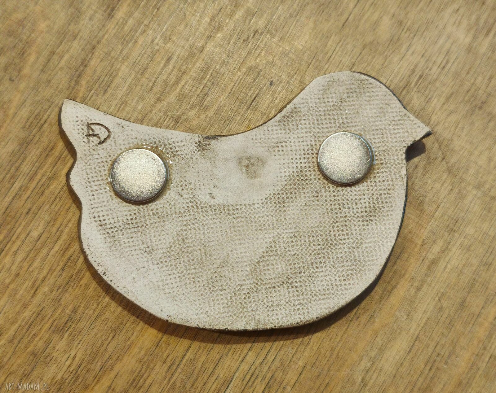 Ceramiczny magnes turkusowy ptaszek - efekt crackle i neodymowe magnesy
