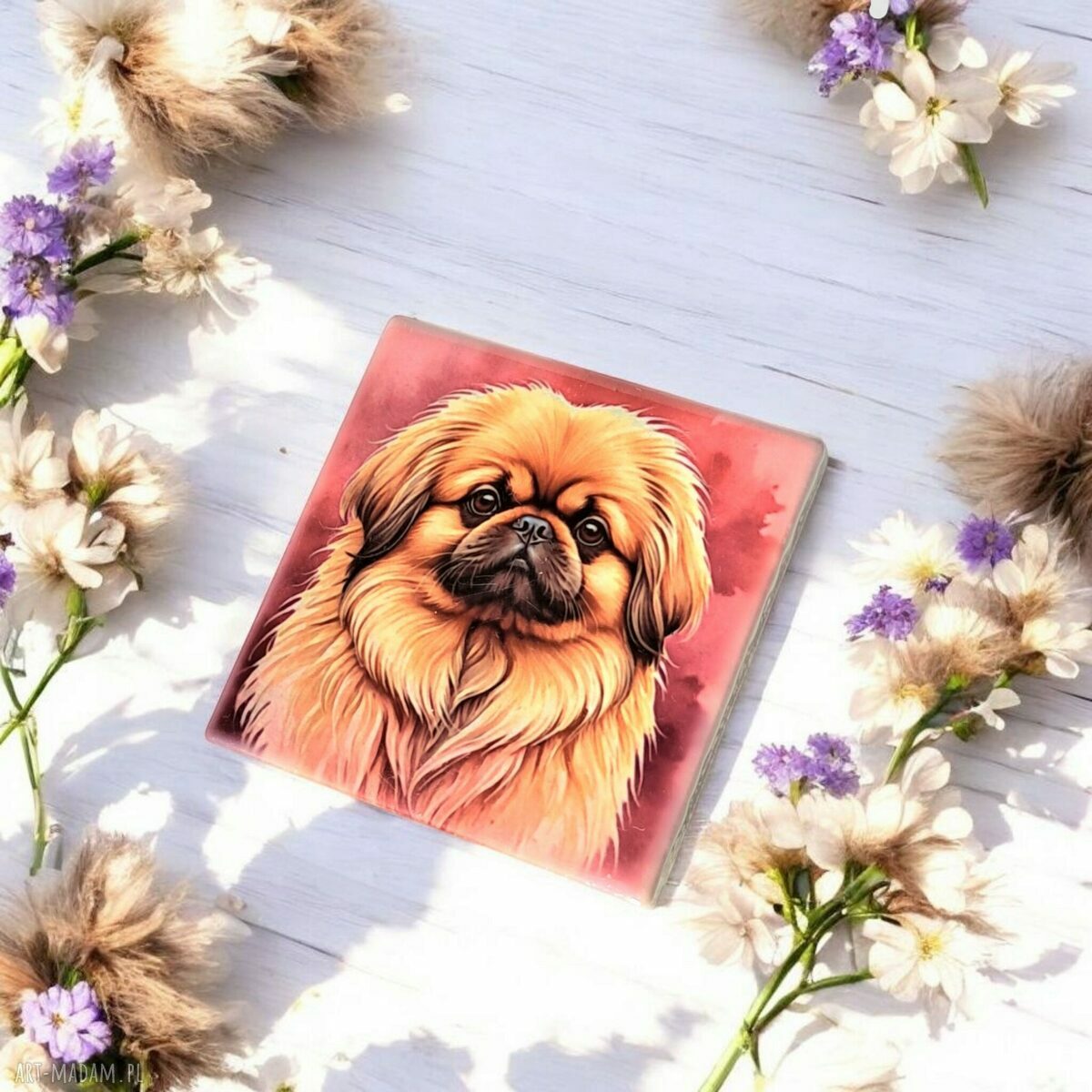 Pekinczyk - ręcznie robiony magnes na lodówkę, kolekcjonerski
