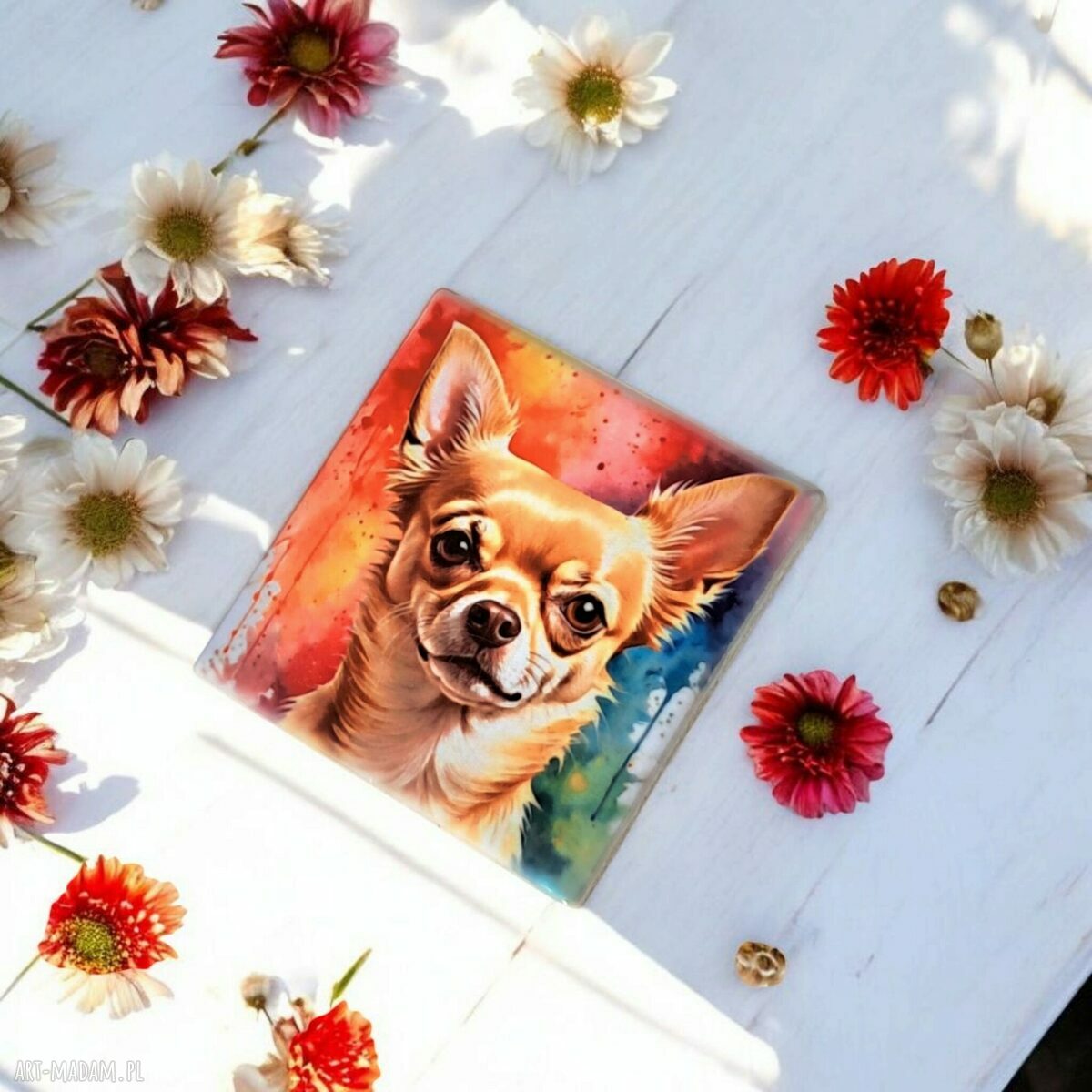 Ceramiczny magnes z wizerunkiem Chihuahua na lodówkę miniatura