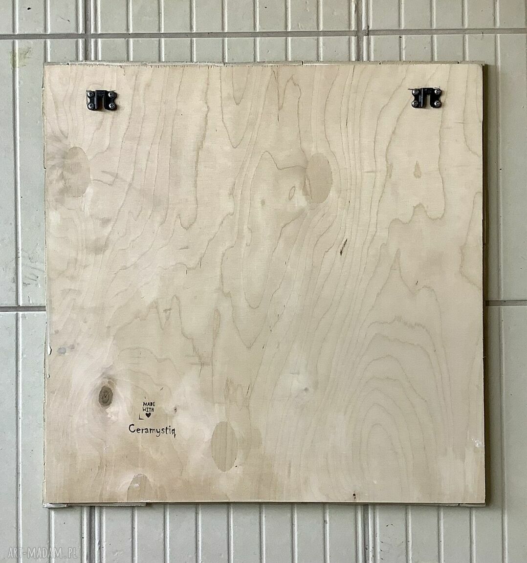 Ceramiczny obraz „Tajemniczy ogród” - niebieskie kafle z odciskami roślin