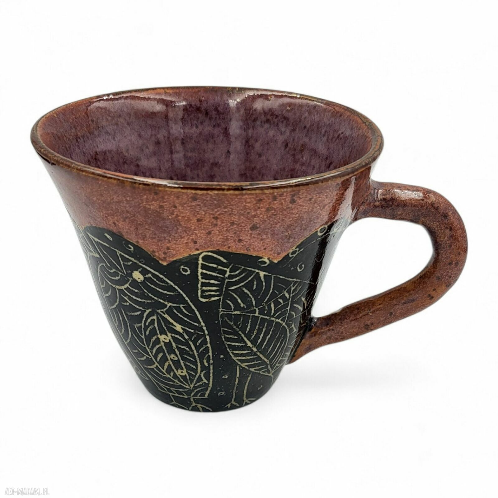 Ceramiczny kubek PTASZKI - ręcznie dekorowana filiżanka na herbatę (250 ml)