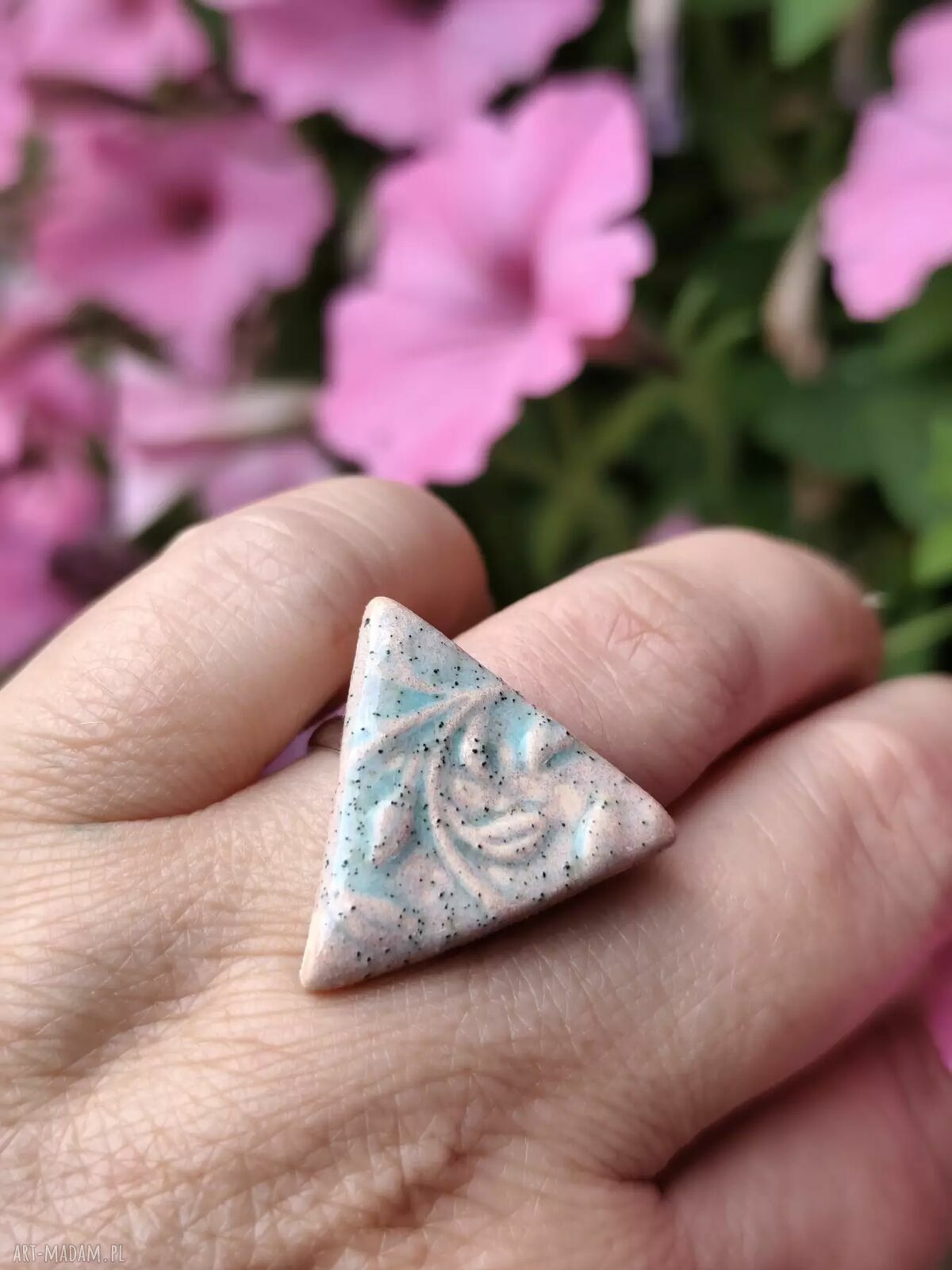 Pierścionek ceramiczny p14 - ręcznie wykonane rękodzieło