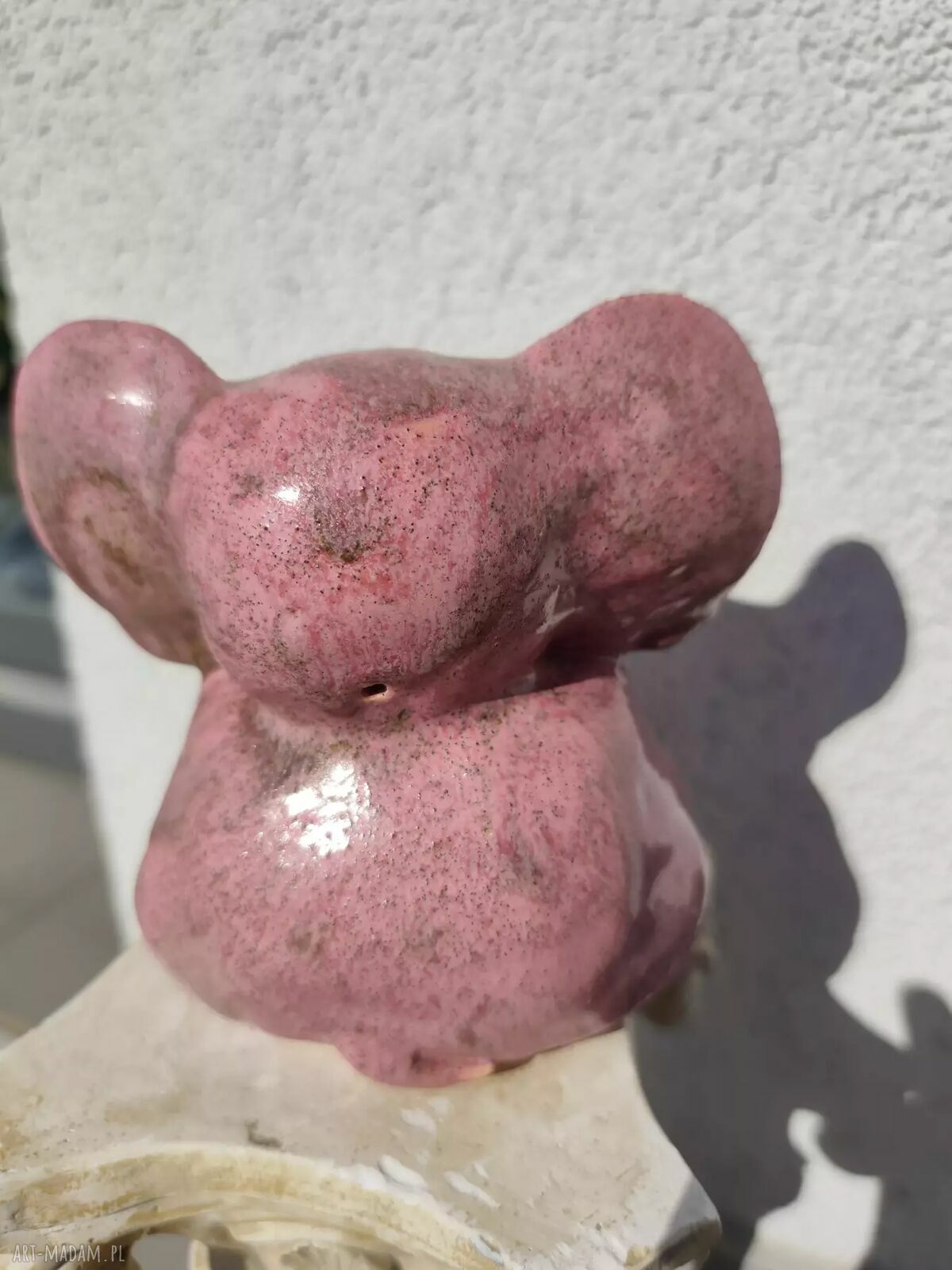 Różowy słoń ceramiczny na biżuterię - ręcznie wykonana figurka