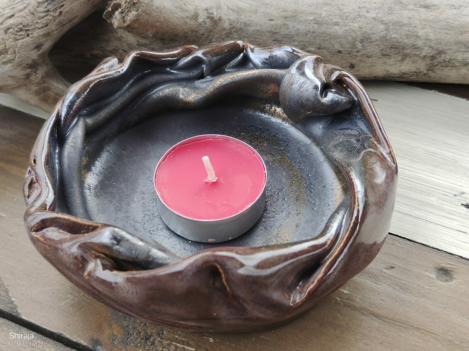 Ceramiczny świecznik c831 - handmade dekoracja na świecę