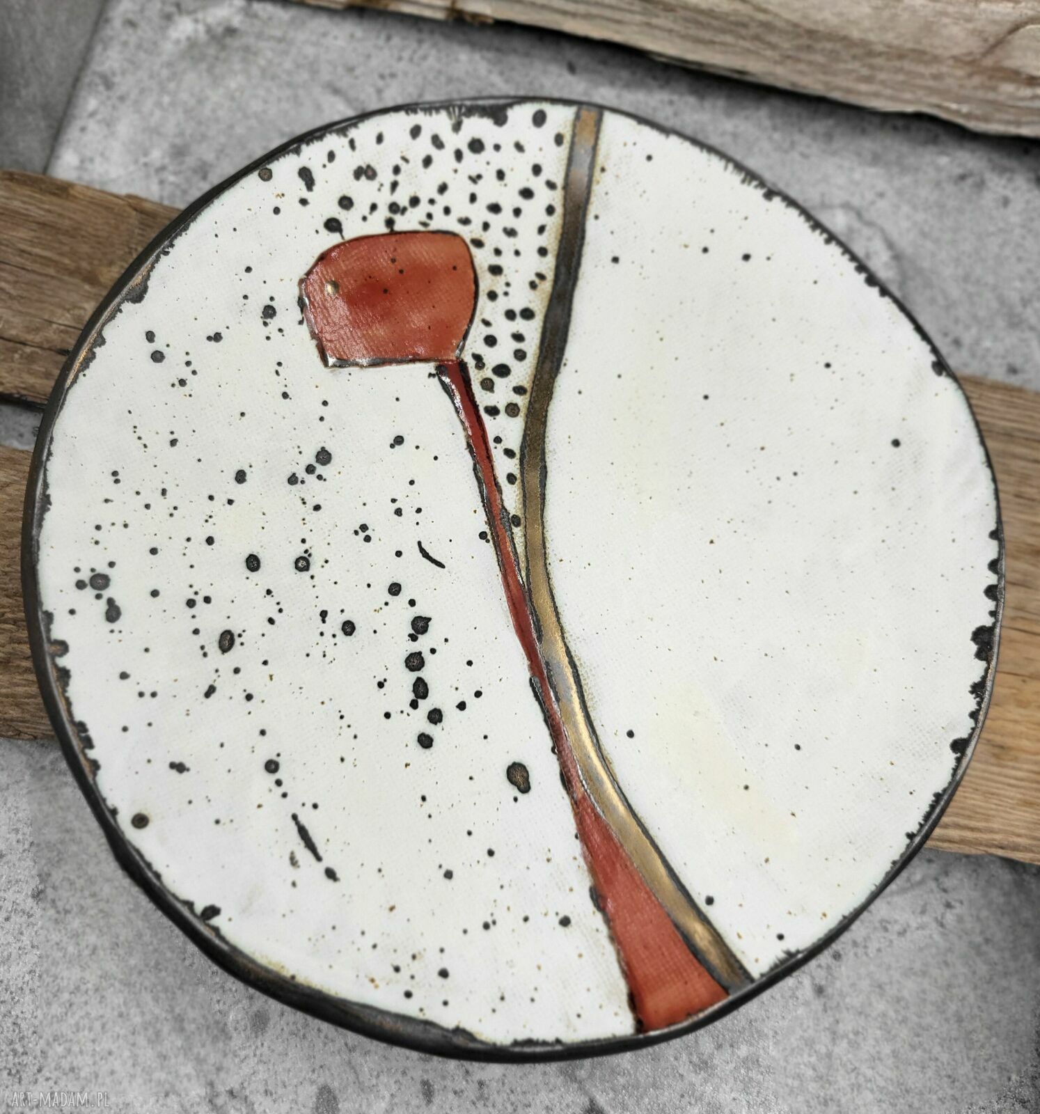 Ceramiczny talerz na prezent 28 cm - ręcznie formowany i szkliwiony jednostronnie