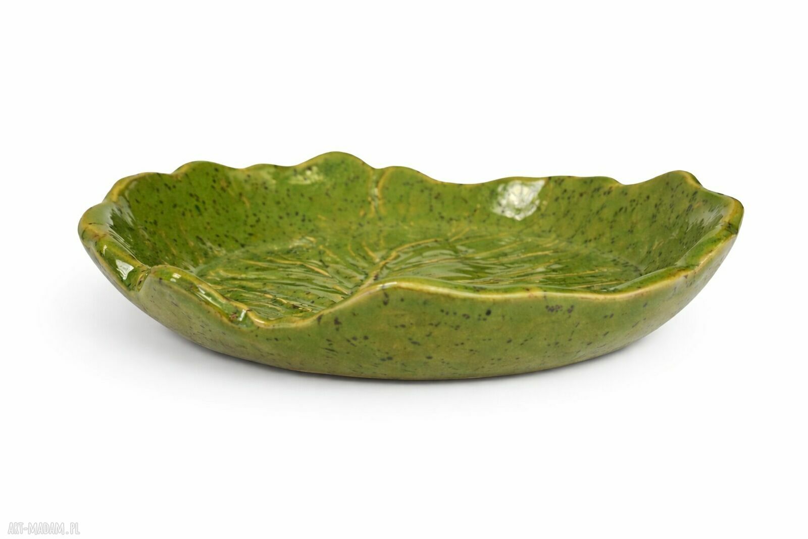 Talerz ceramiczny Liść 17 cm - zielona glazura