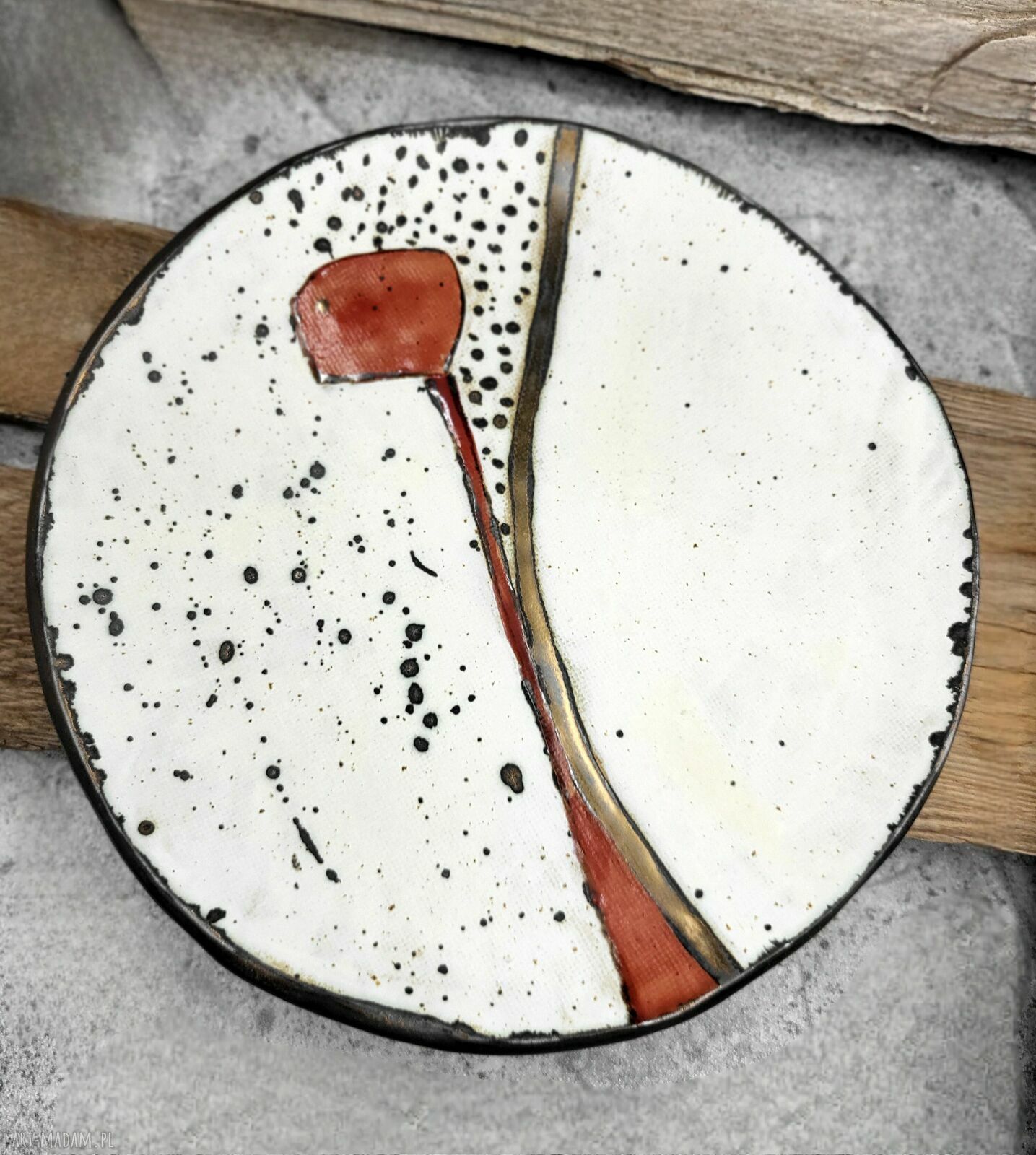 Ceramiczny talerz na prezent 28 cm - ręcznie formowany i szkliwiony jednostronnie