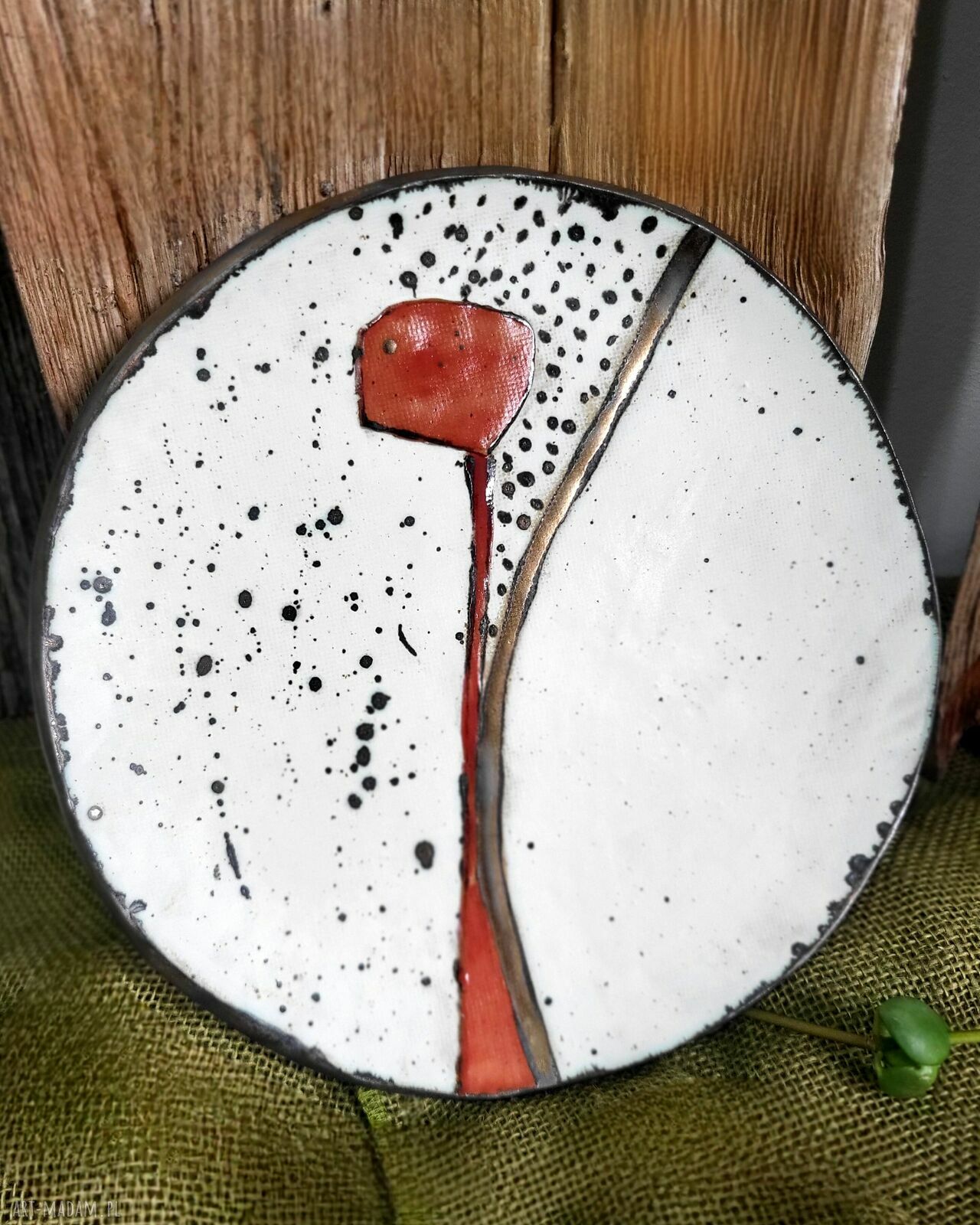 Ceramiczny talerz na prezent 28 cm - ręcznie formowany i szkliwiony jednostronnie
